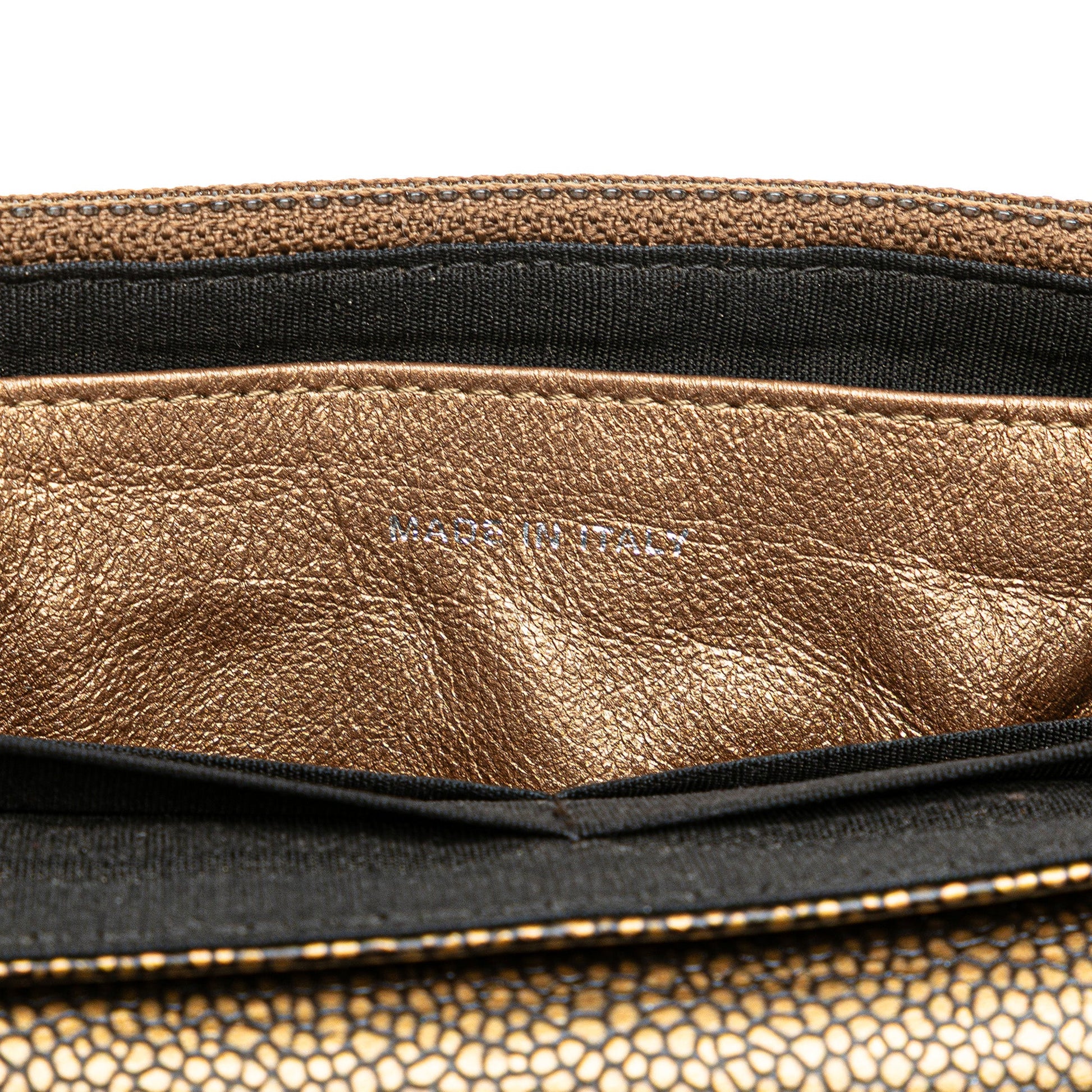 Chanel CC Metallic Caviar Half Moon Wallet on Chain