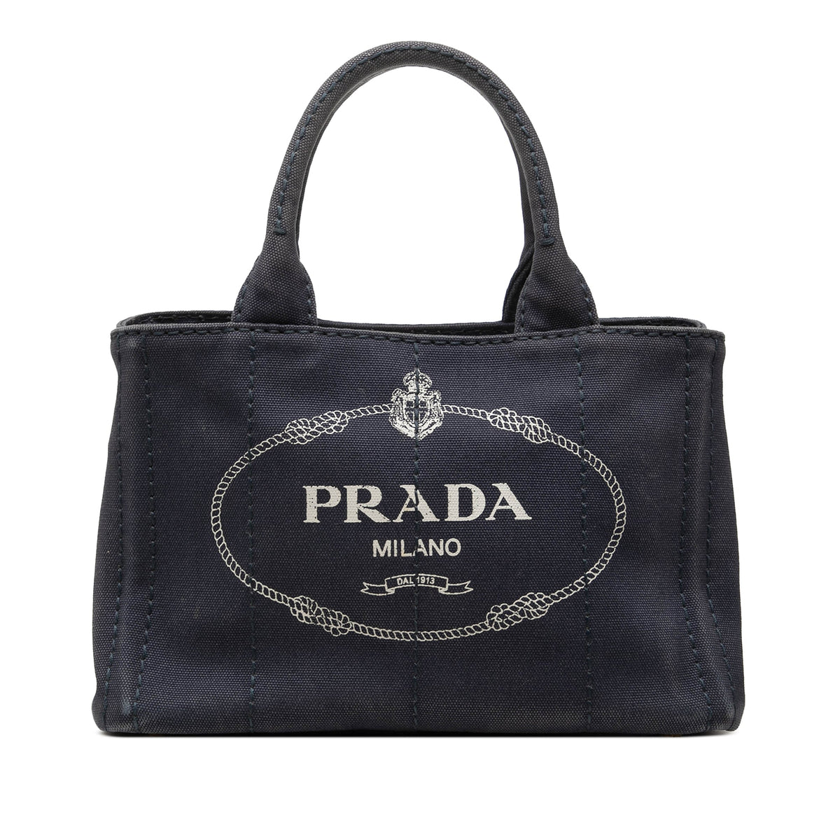 Prada Small Canvas Canapa Logo Tote — Blue