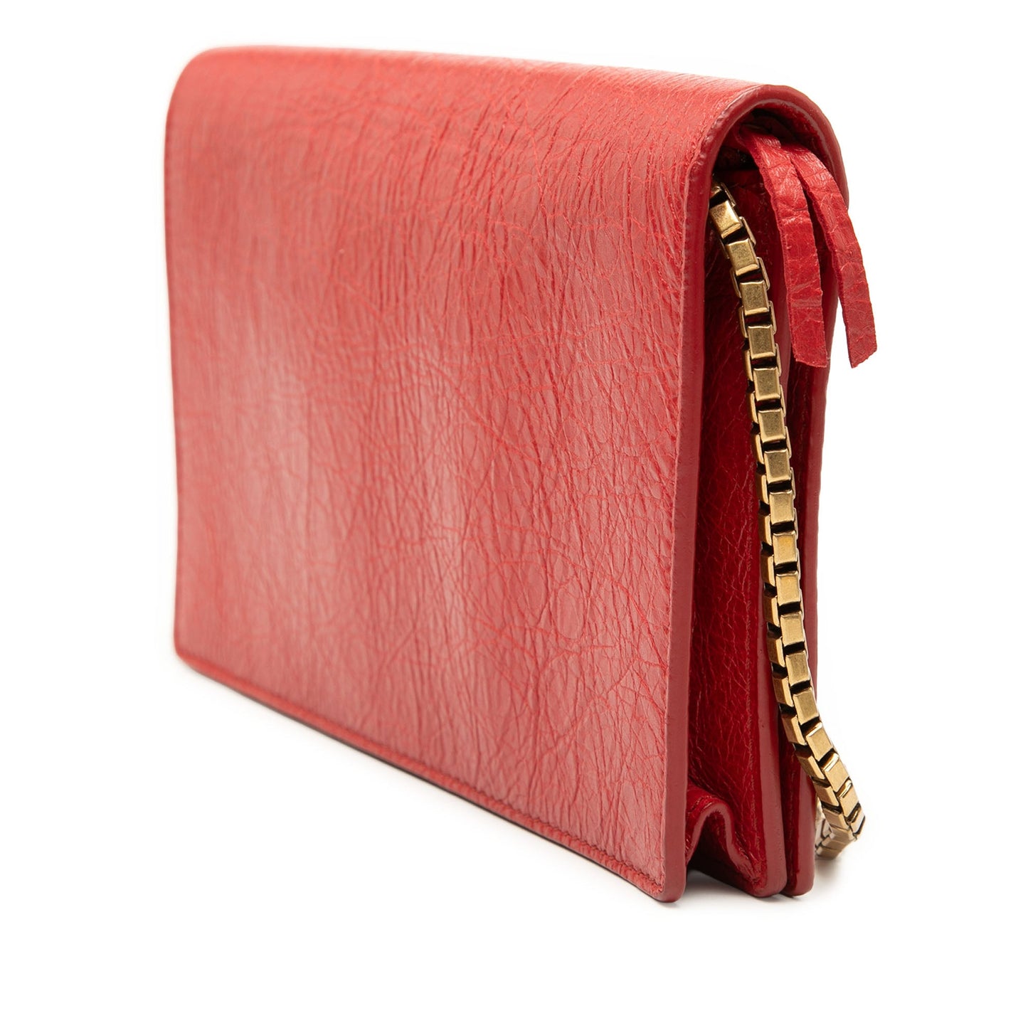 Balenciaga Chevre Motocross Metallic Edge Wallet on Chain