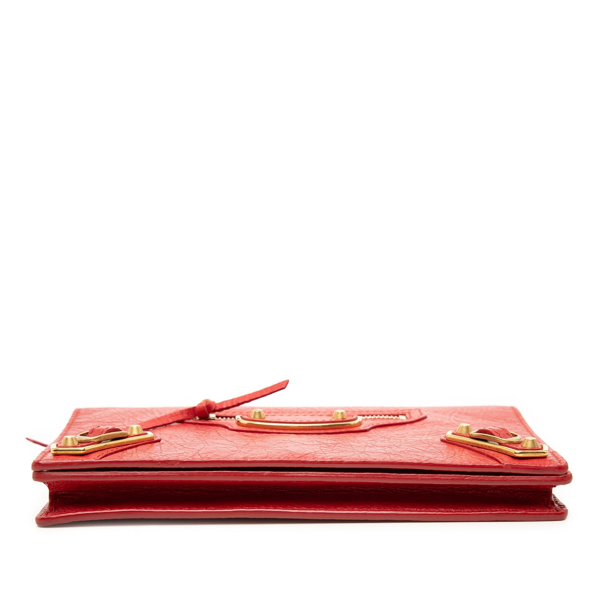 Balenciaga Chevre Motocross Metallic Edge Wallet on Chain