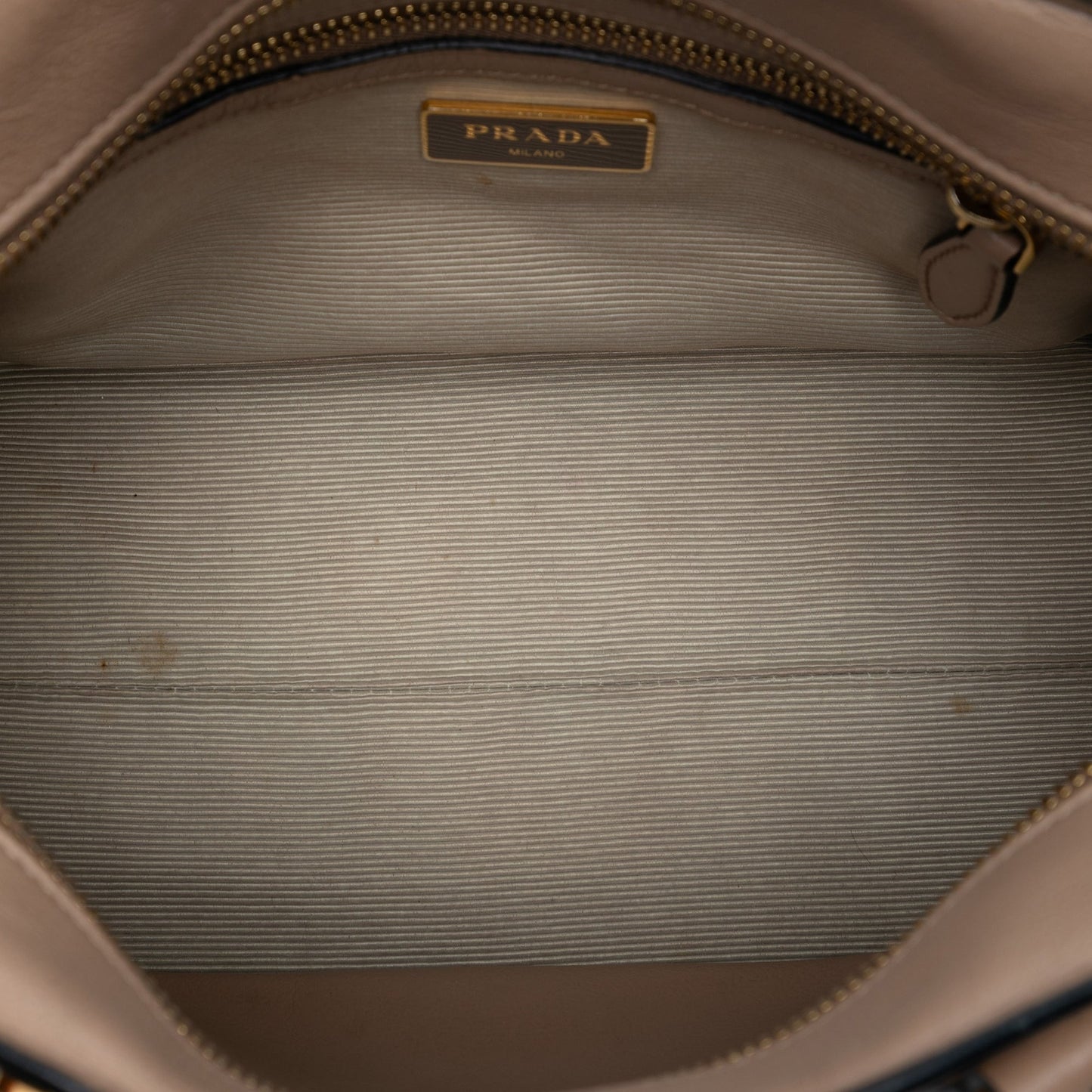 Prada Small City Calf Trimmed Saffiano Top Handle Bag