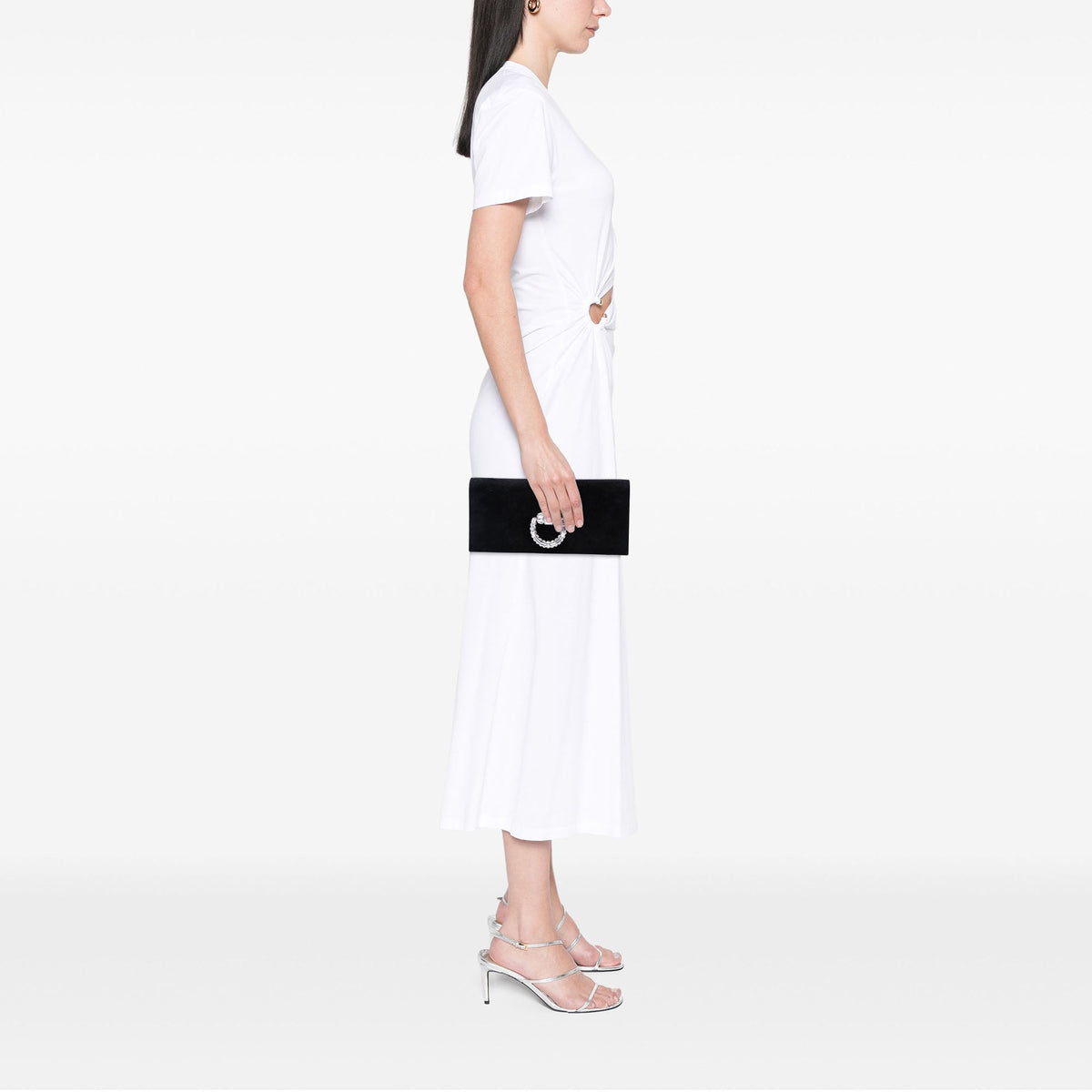 Gucci Suede Broadway Crystal Clutch