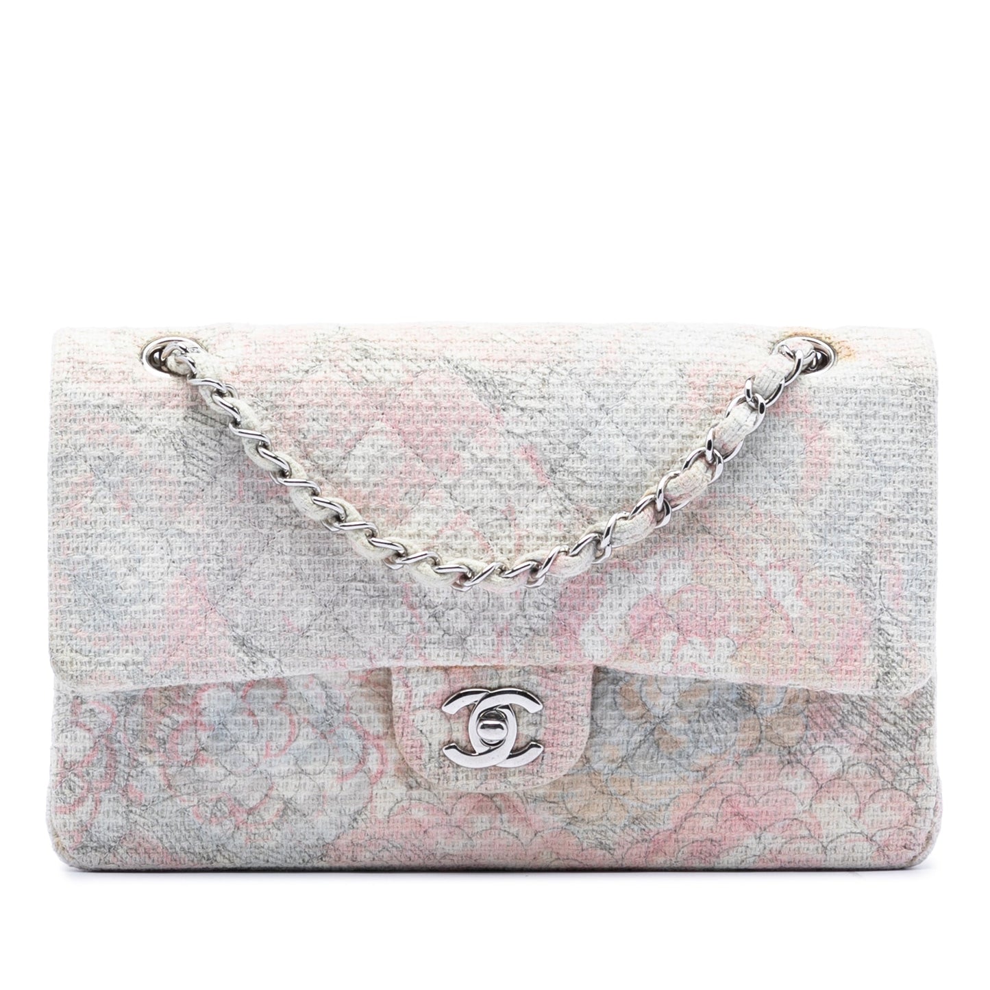 Chanel Medium Classic Tweed Camellia Double Flap