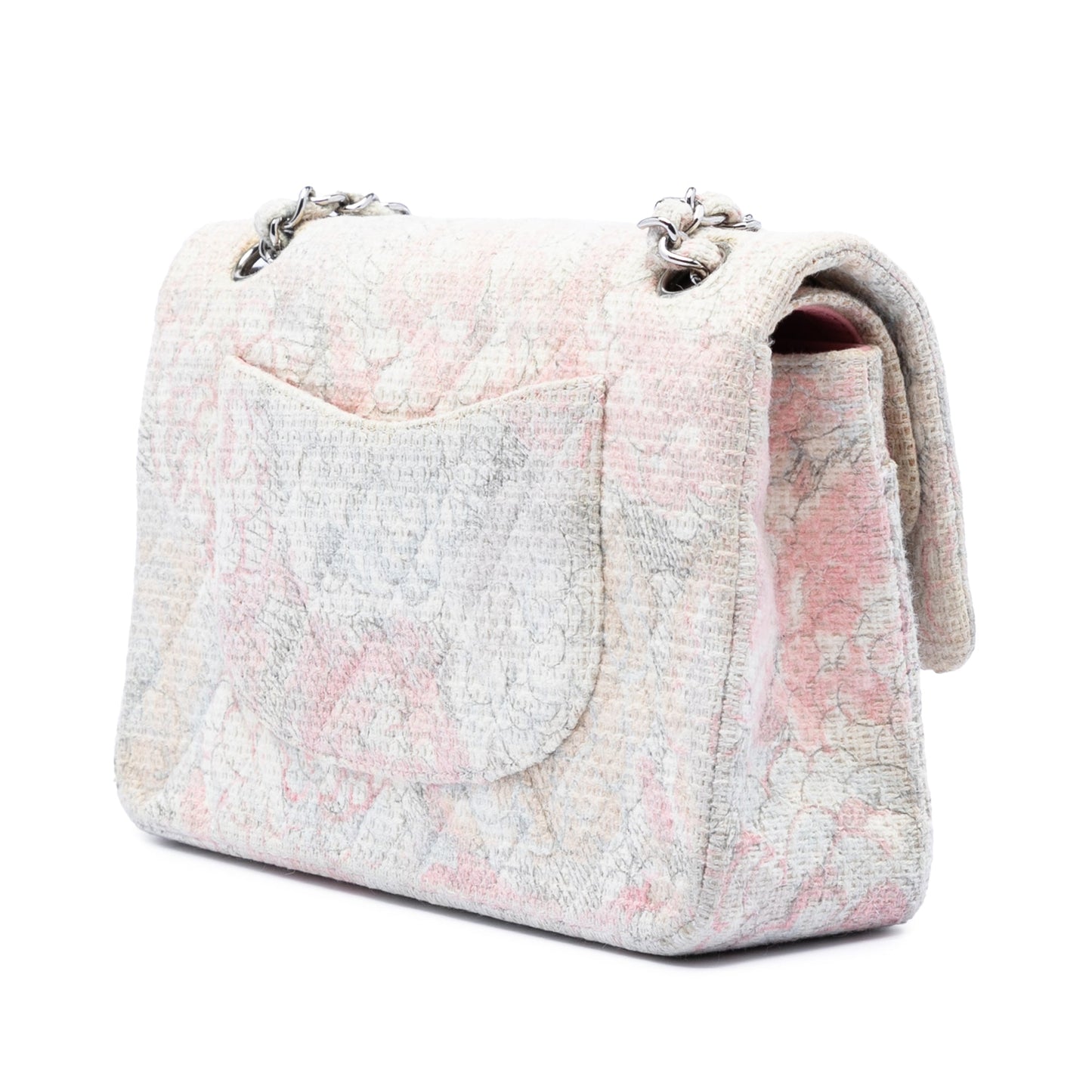 Chanel Medium Classic Tweed Camellia Double Flap