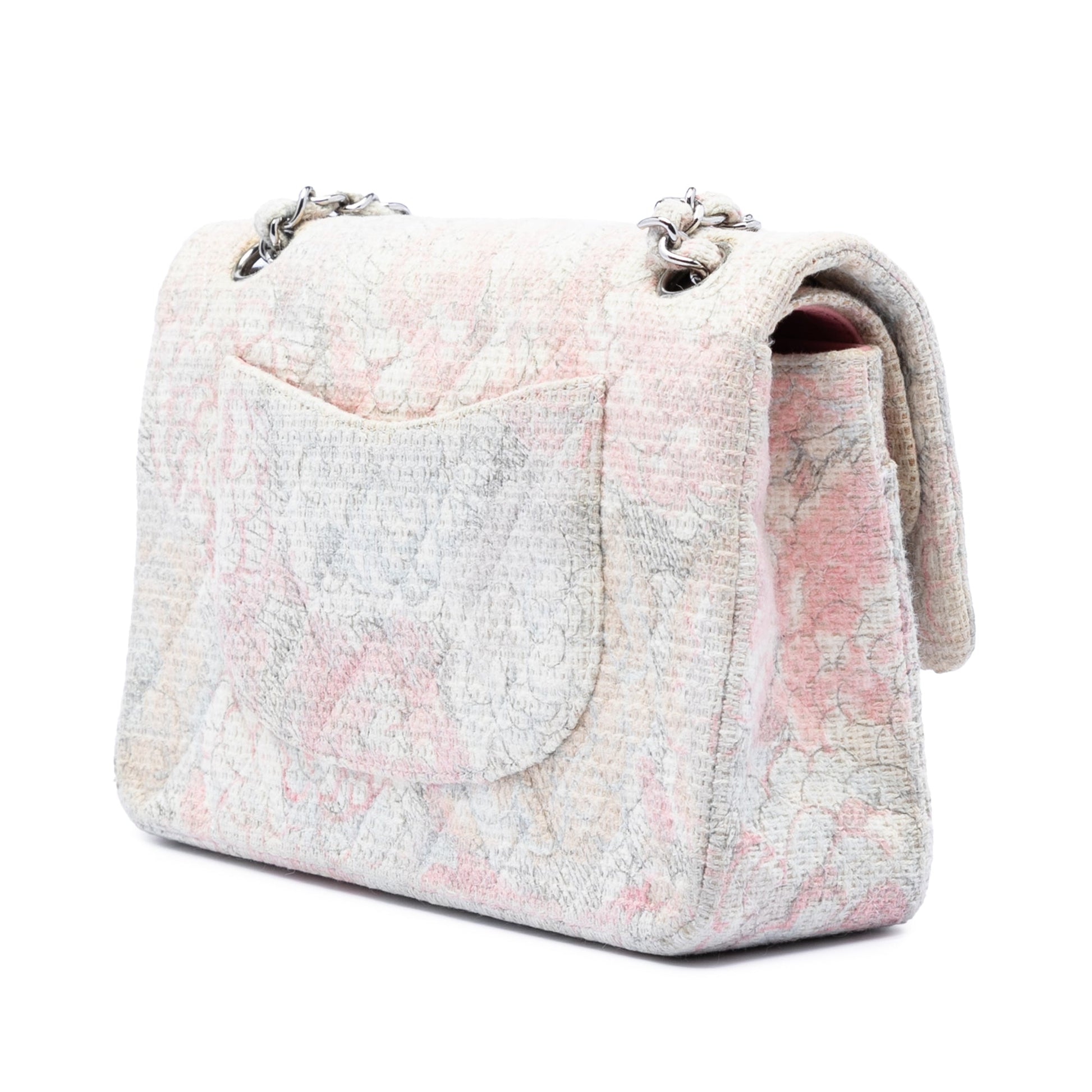 Chanel Medium Classic Tweed Camellia Double Flap
