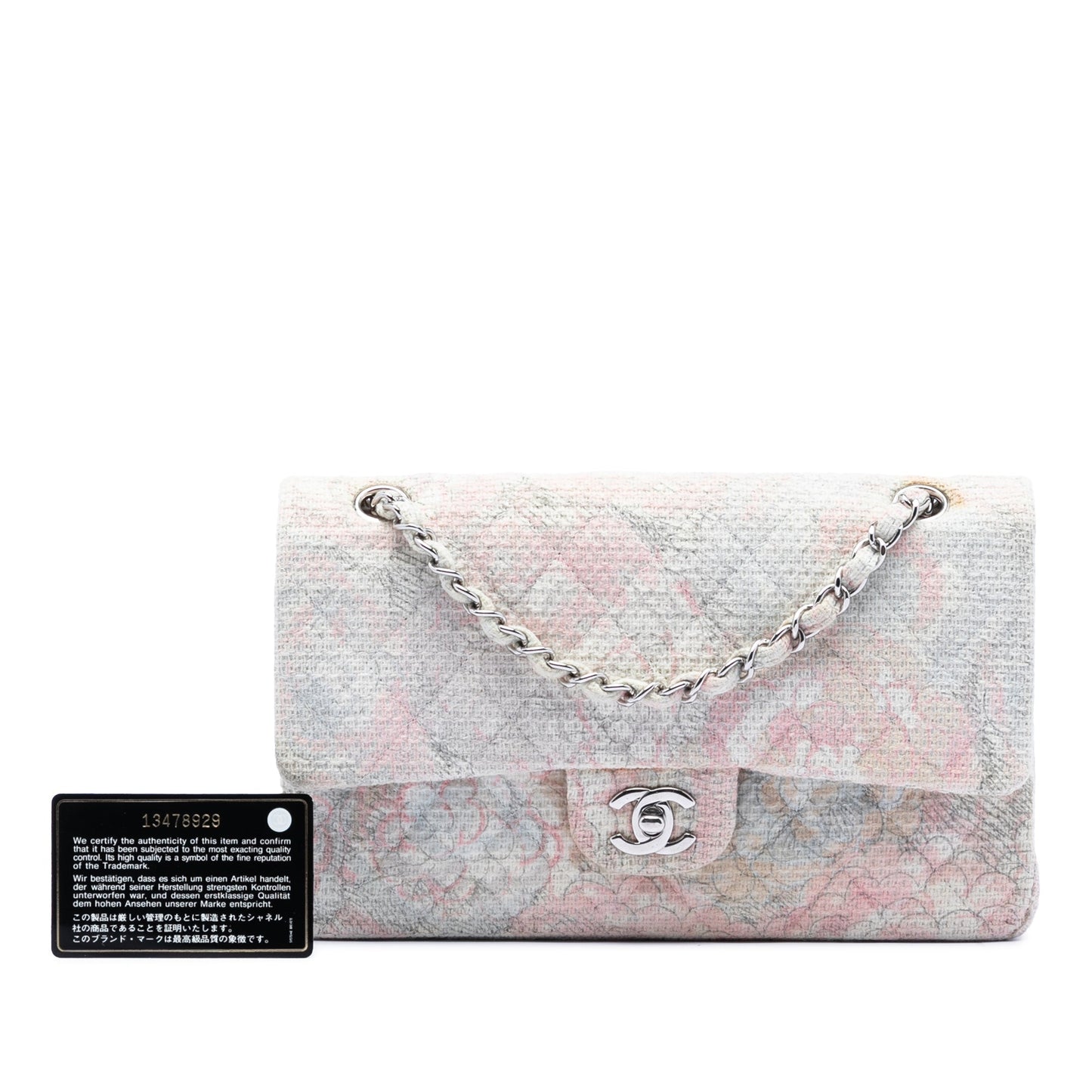 Chanel Medium Classic Tweed Camellia Double Flap