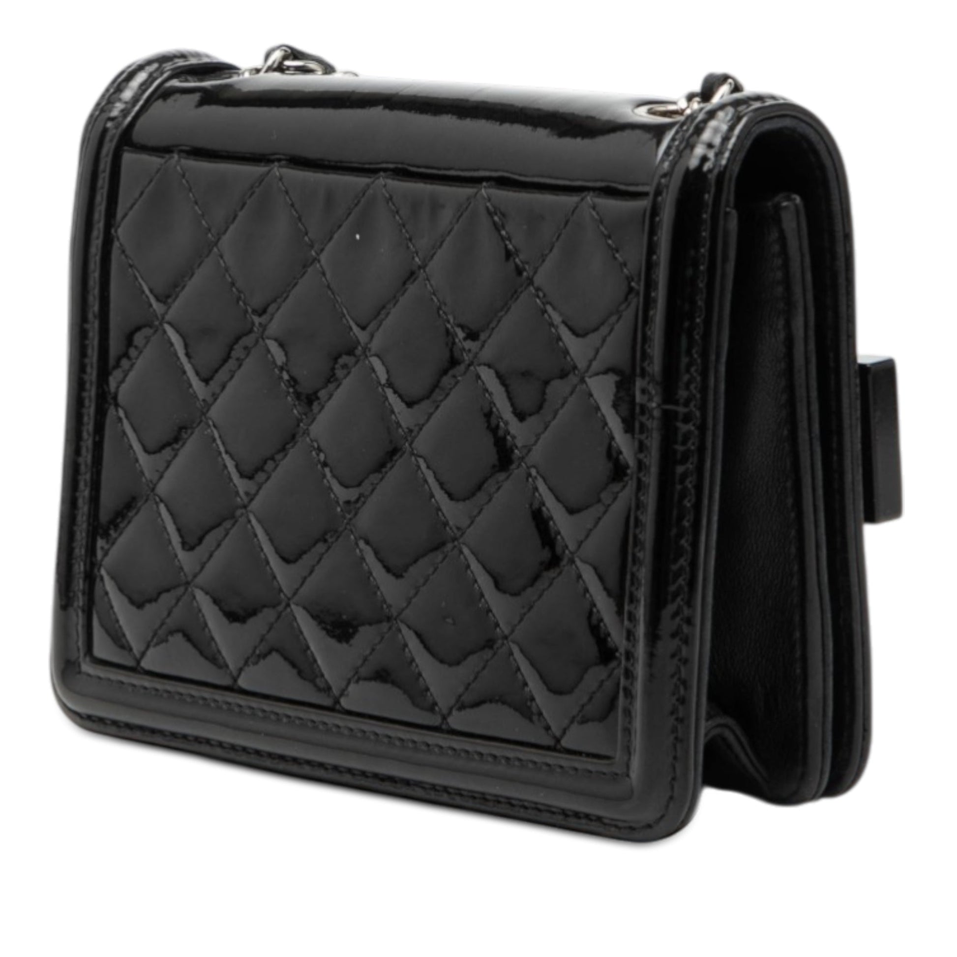 Chanel Mini Patent and Acrylic Striped Boy Brick Flap