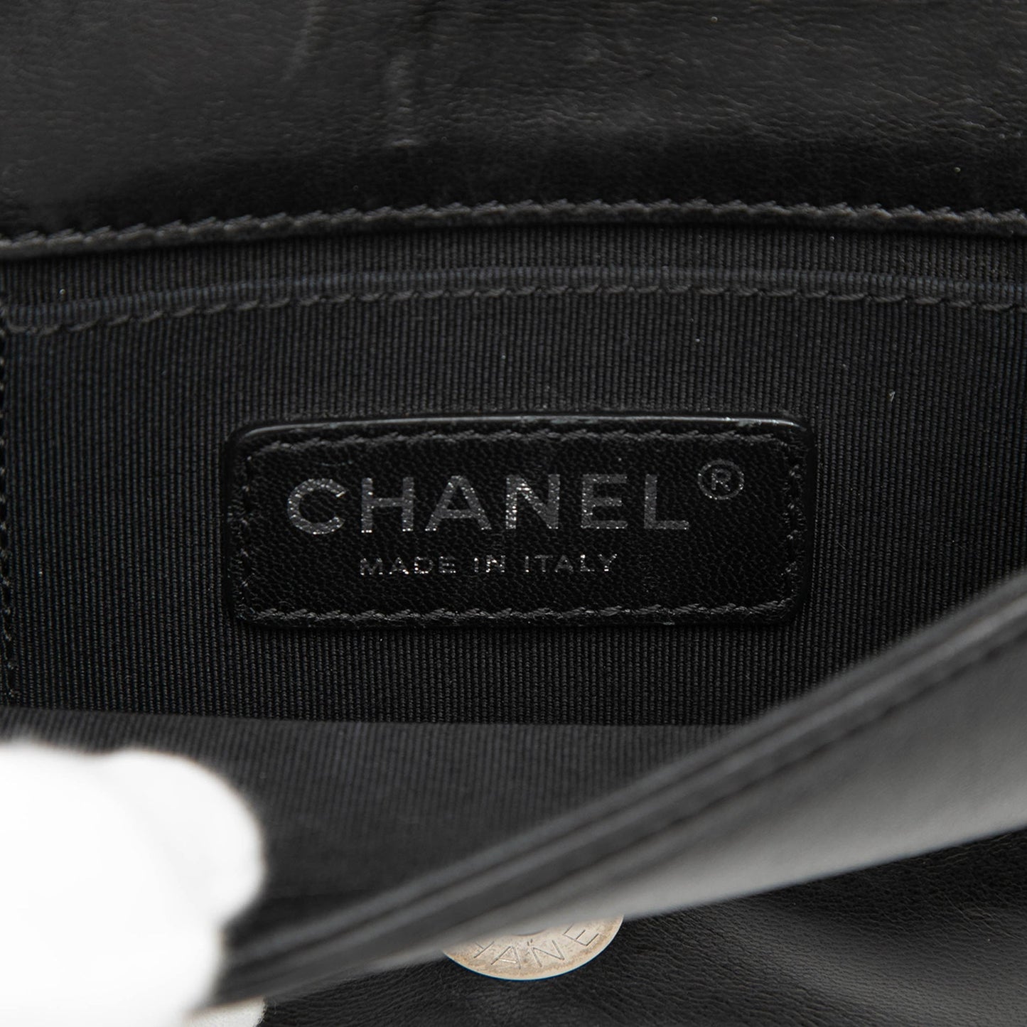 Chanel Mini Patent and Acrylic Striped Boy Brick Flap