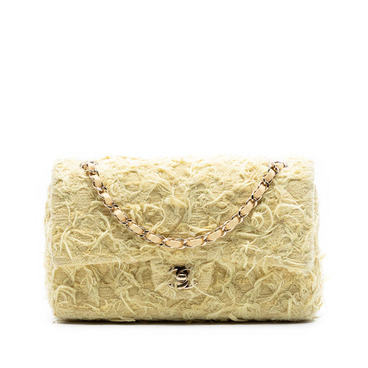 Chanel Medium Classic Fringed Tweed Double Flap