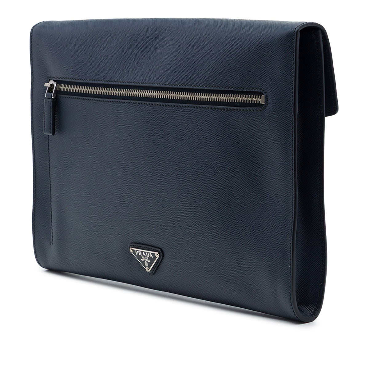 Prada Large Saffiano Lux Envelope Pushlock Clutch — Blue