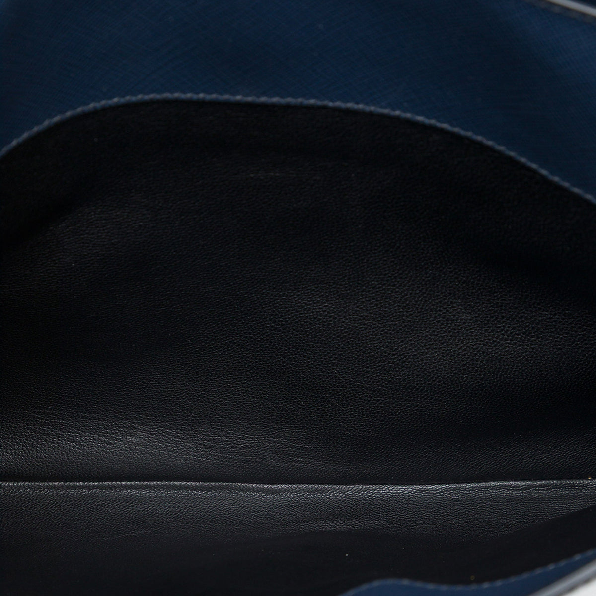 Prada Large Saffiano Lux Envelope Pushlock Clutch — Blue