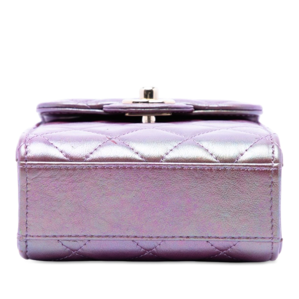 Chanel CC Quilted Iridescent Lambskin Phone Holder with Chain — Purple