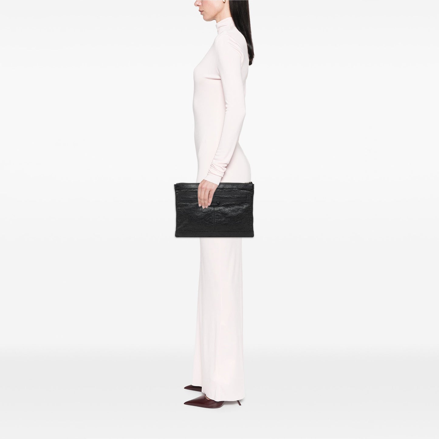 Balenciaga Lambskin Motocross Classic Clip Clutch