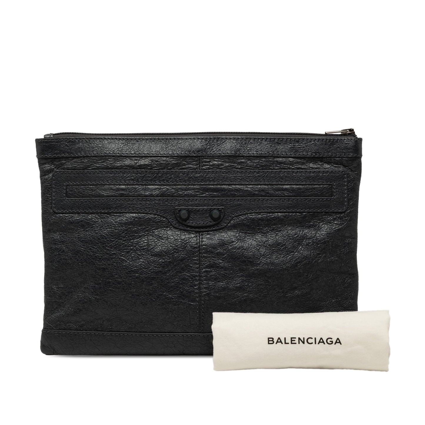 Balenciaga Lambskin Motocross Classic Clip Clutch