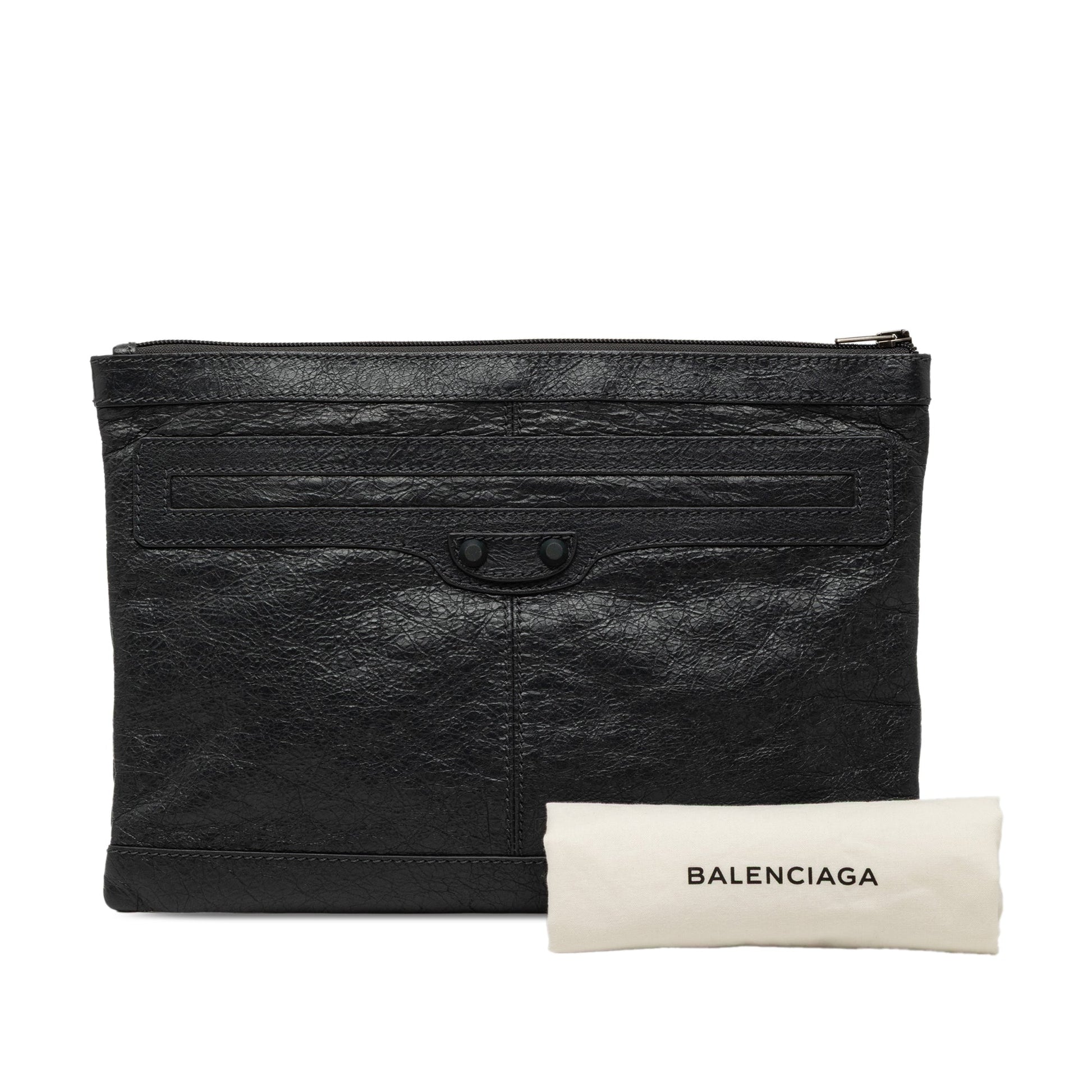Balenciaga Lambskin Motocross Classic Clip Clutch