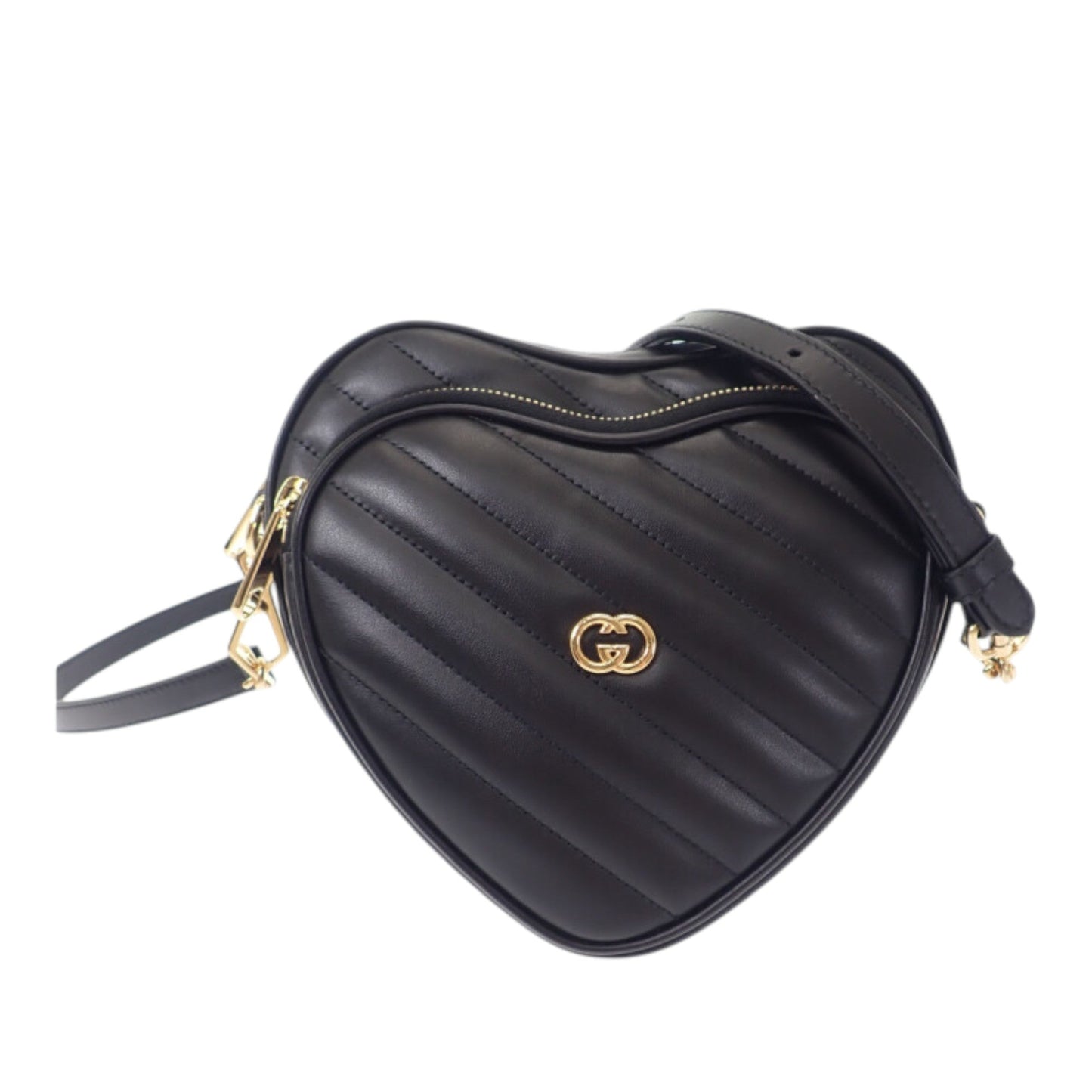 Gucci Mini Matelasse Diagonal Calfskin Interlocking G Heart Crossbody