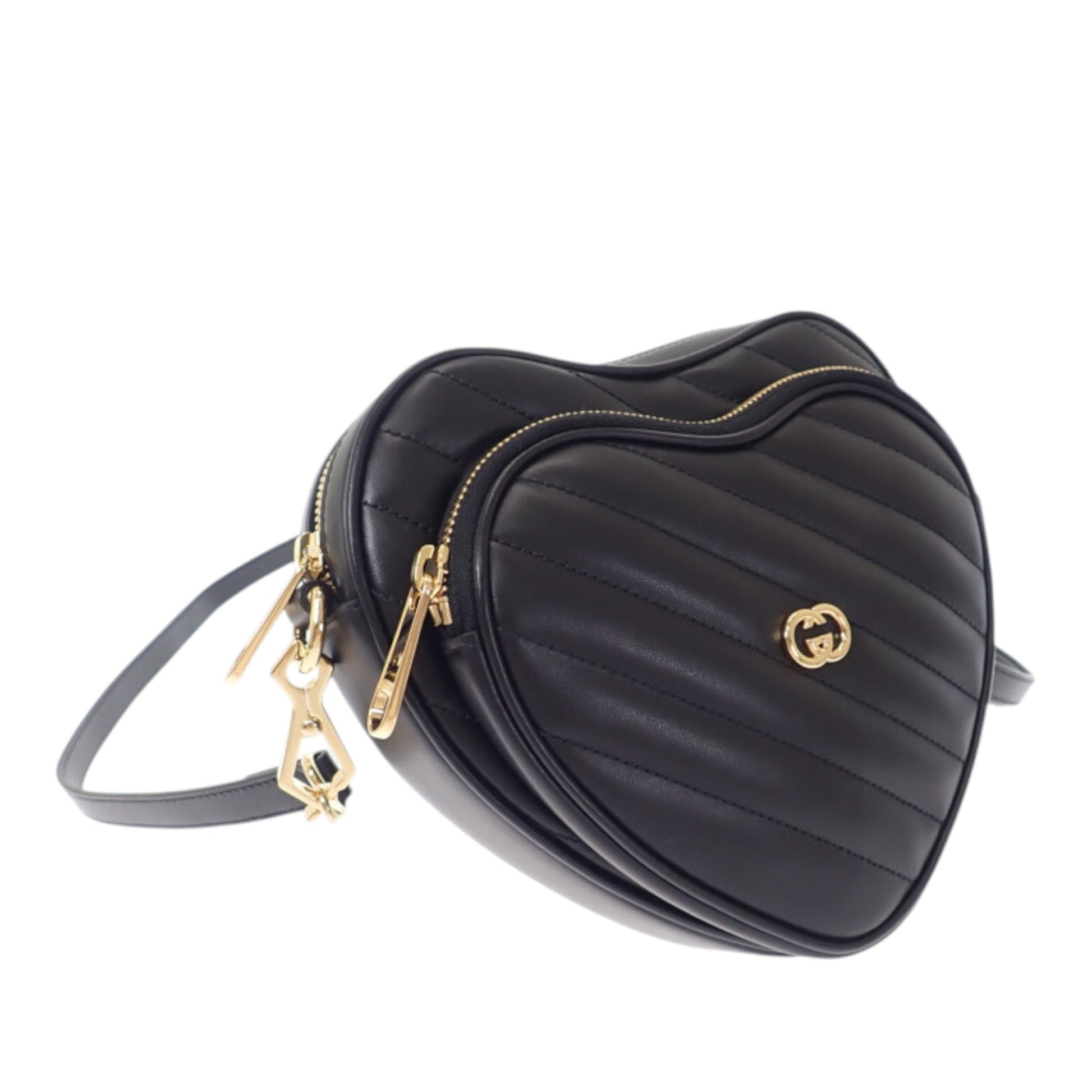 Gucci Mini Matelasse Diagonal Calfskin Interlocking G Heart Crossbody