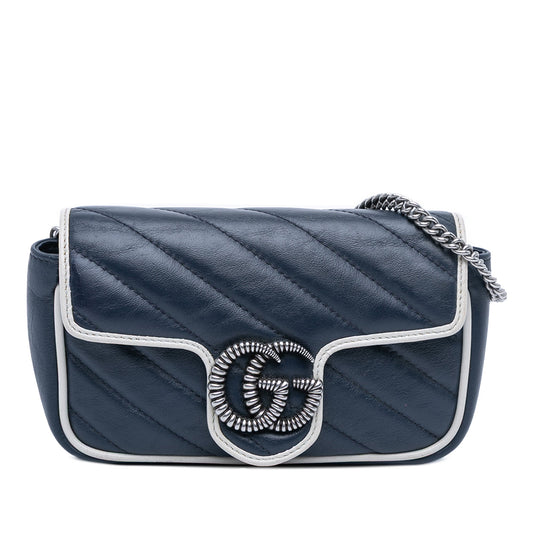 Gucci Super Mini GG Marmont Matelasse Leather Torchon Flap Crossbody