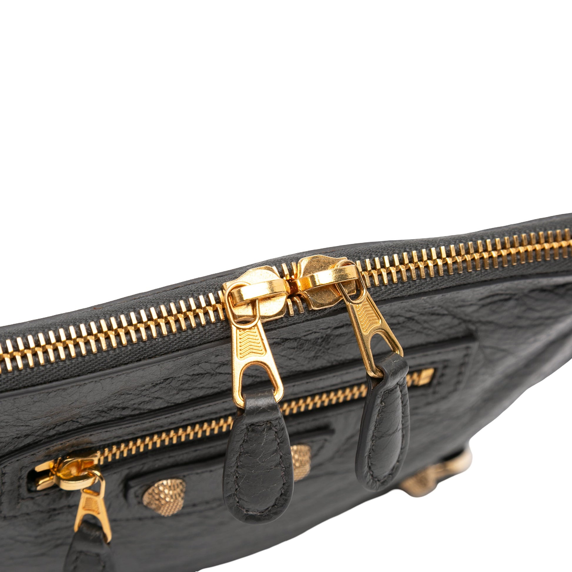 Balenciaga Lambskin Motocross Giant 12 Zip Around Flat Clutch