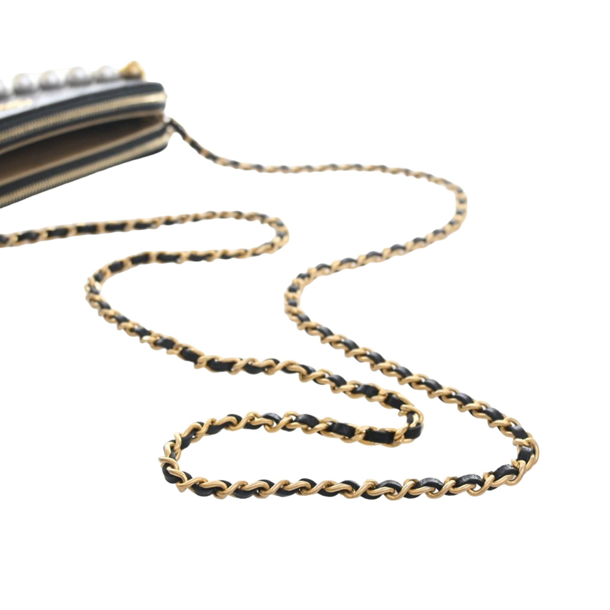 CC Quilted Goatskin Chic Pearls Double Zip Clutch With Chain