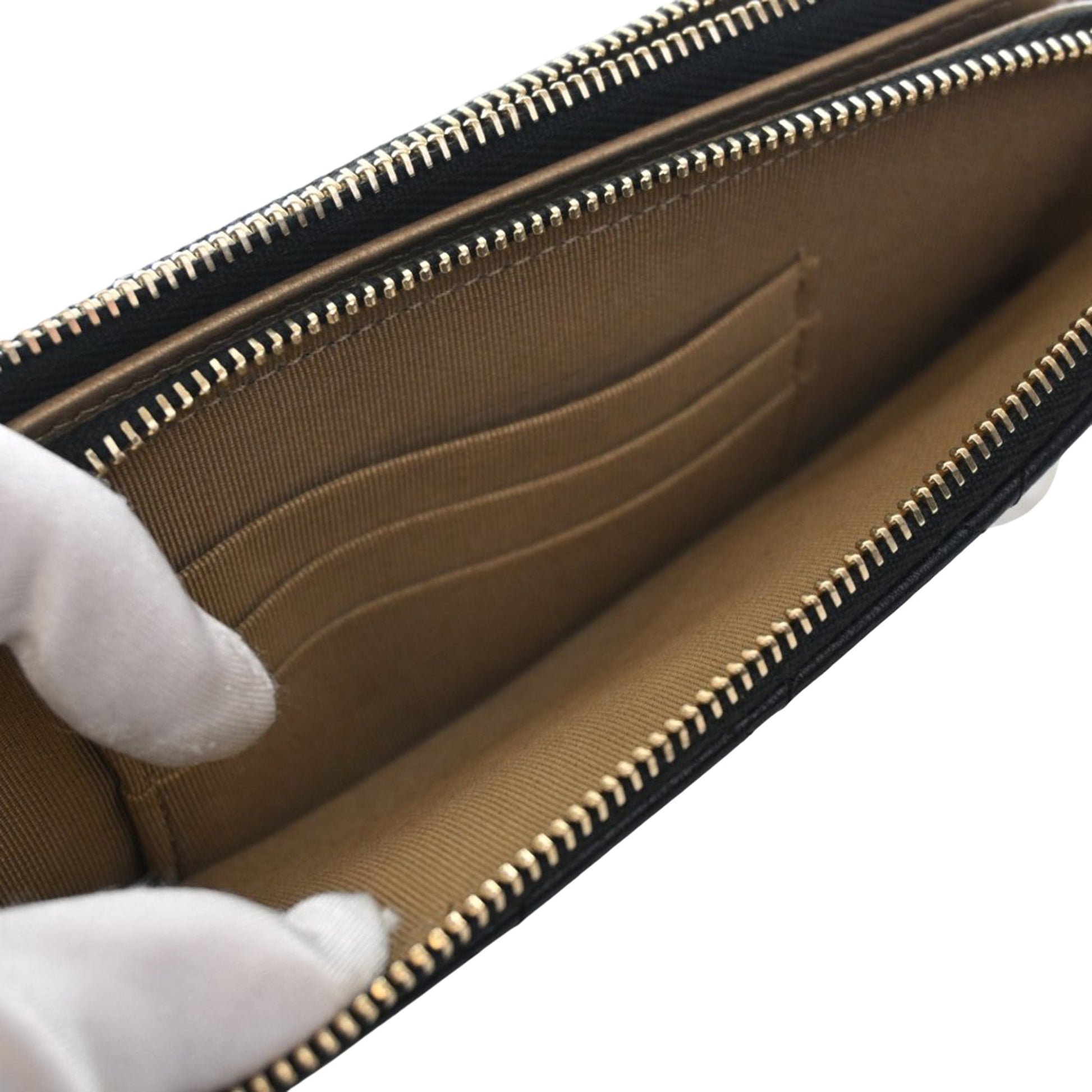 CC Quilted Goatskin Chic Pearls Double Zip Clutch With Chain