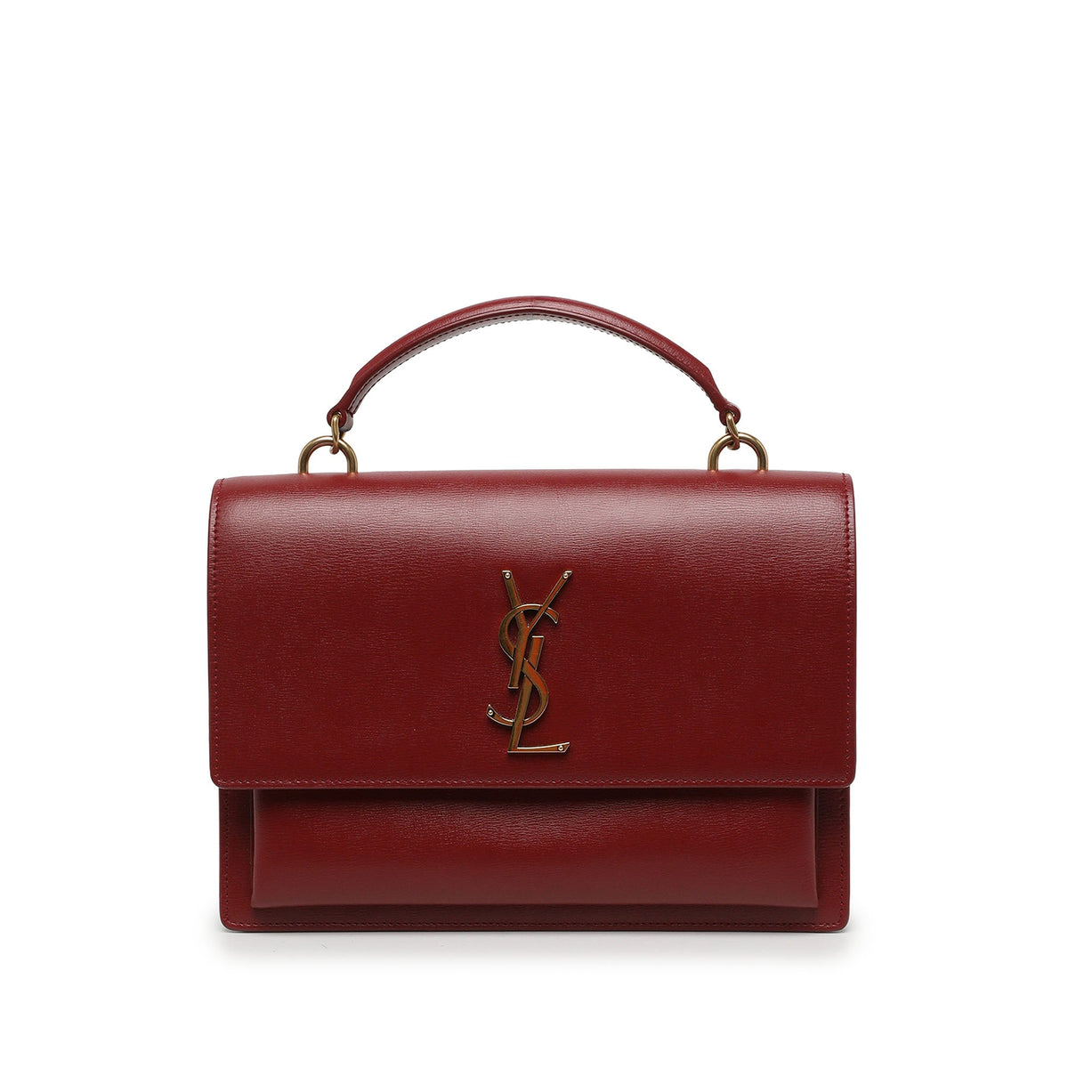 Saint Laurent Large Calfskin Monogram Sunset Top Handle Bag — Red