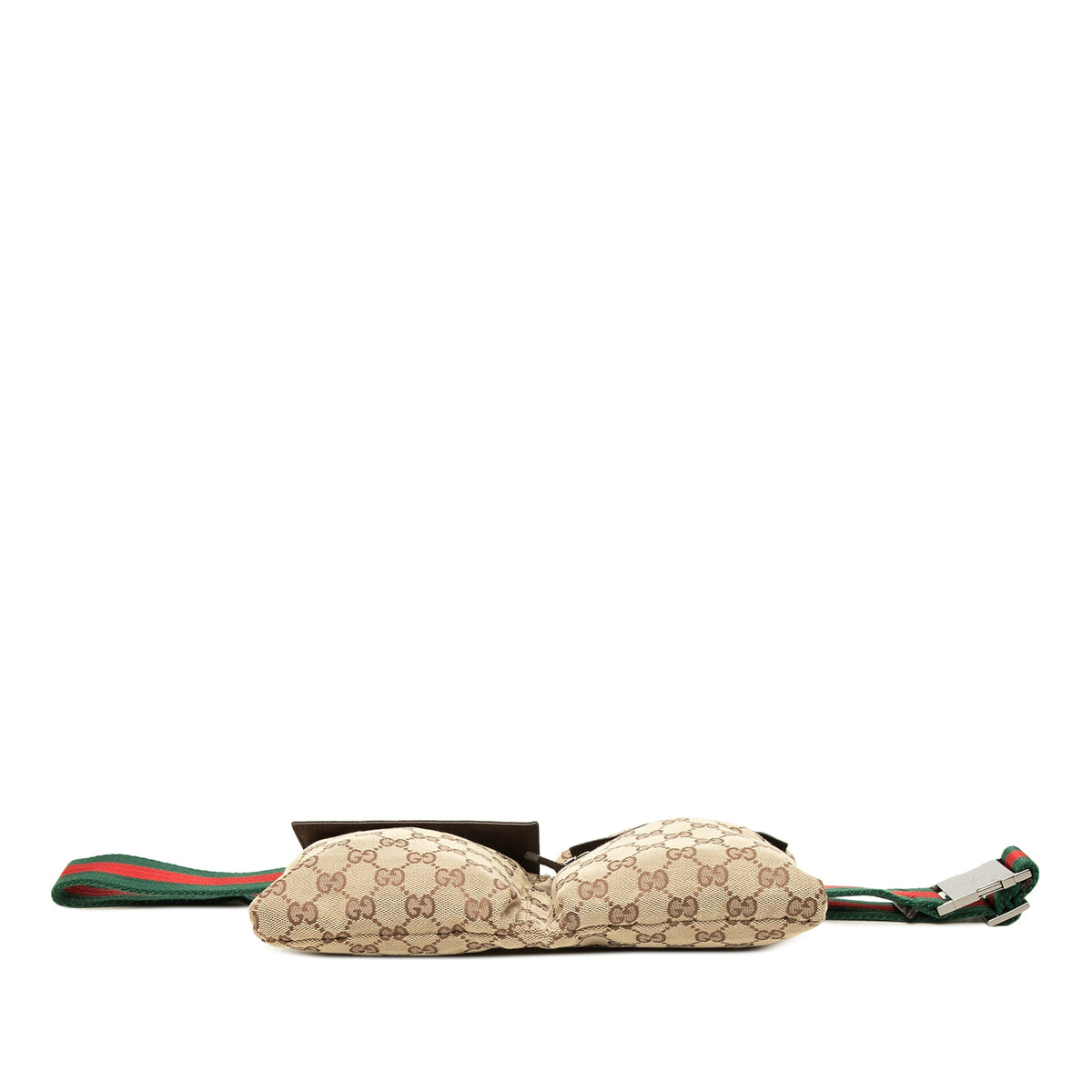 Gucci GG Canvas Web Double Pocket Belt Bag — Beige
