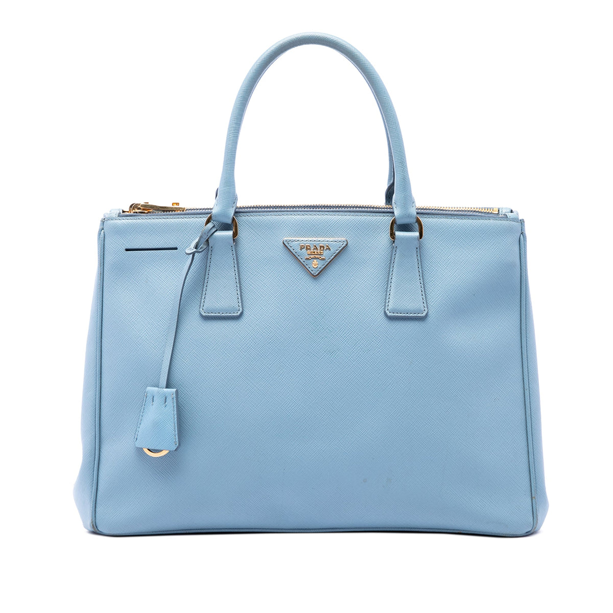 Prada Medium Saffiano Lux Galleria Double Zip Satchel — Blue