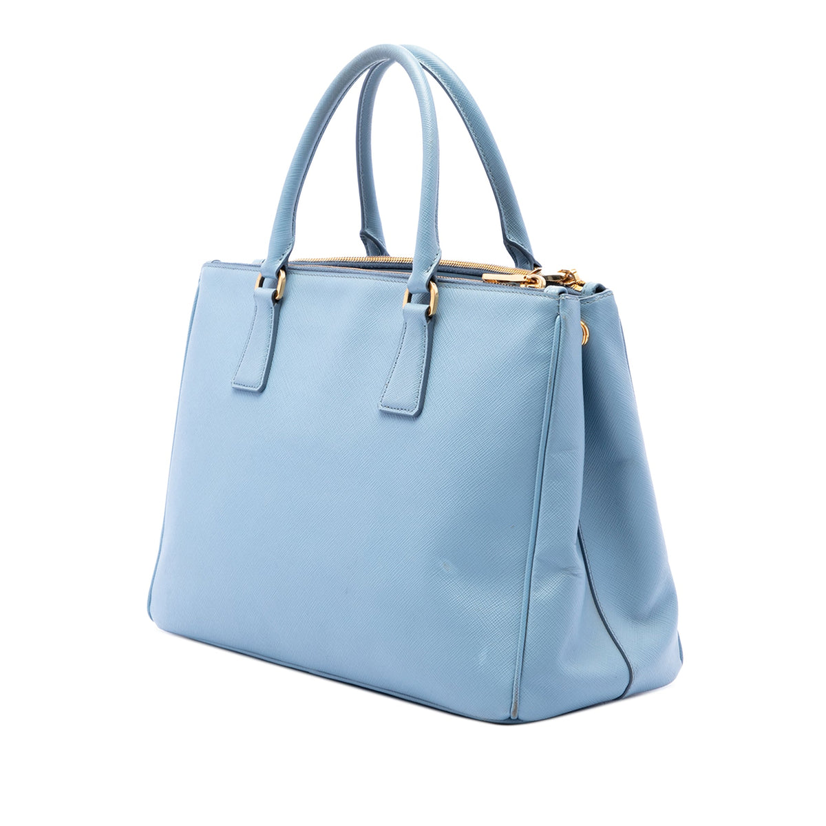 Prada Medium Saffiano Lux Galleria Double Zip Satchel — Blue