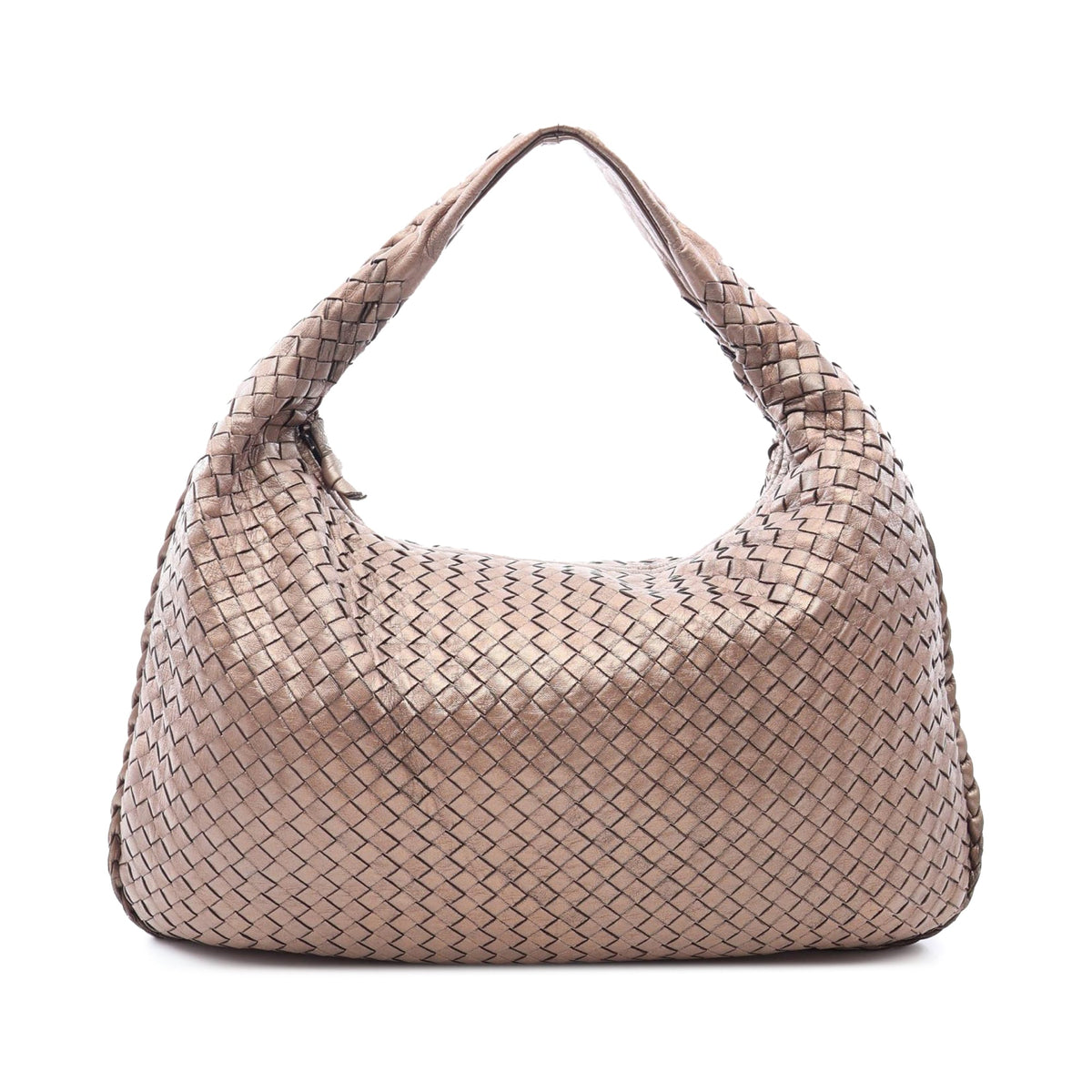 Bottega Veneta Medium Metallic Nappa Intrecciato Veneta Hobo — Brown