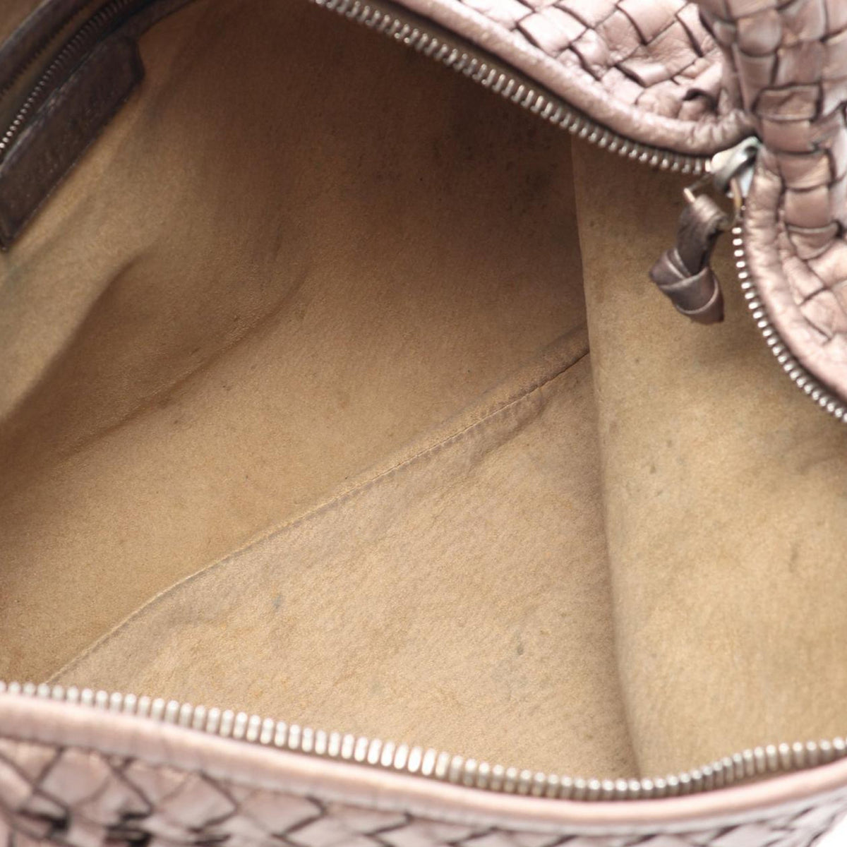 Bottega Veneta Medium Metallic Nappa Intrecciato Veneta Hobo — Brown