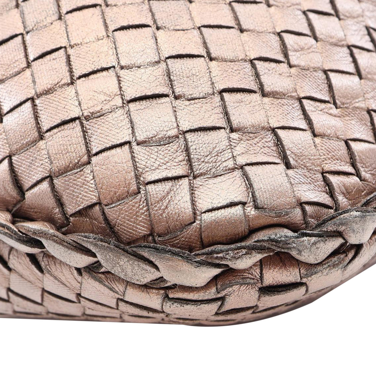 Bottega Veneta Medium Metallic Nappa Intrecciato Veneta Hobo — Brown