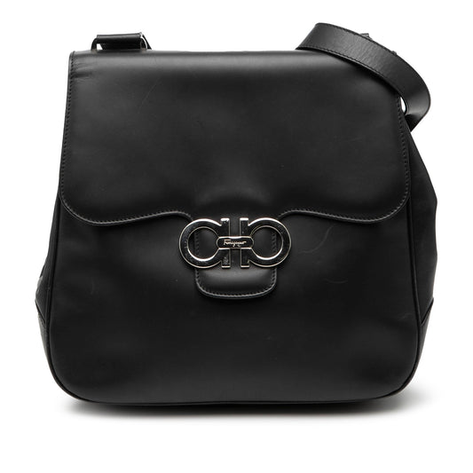 Ferragamo Leather Double Gancini Shoulder Bag