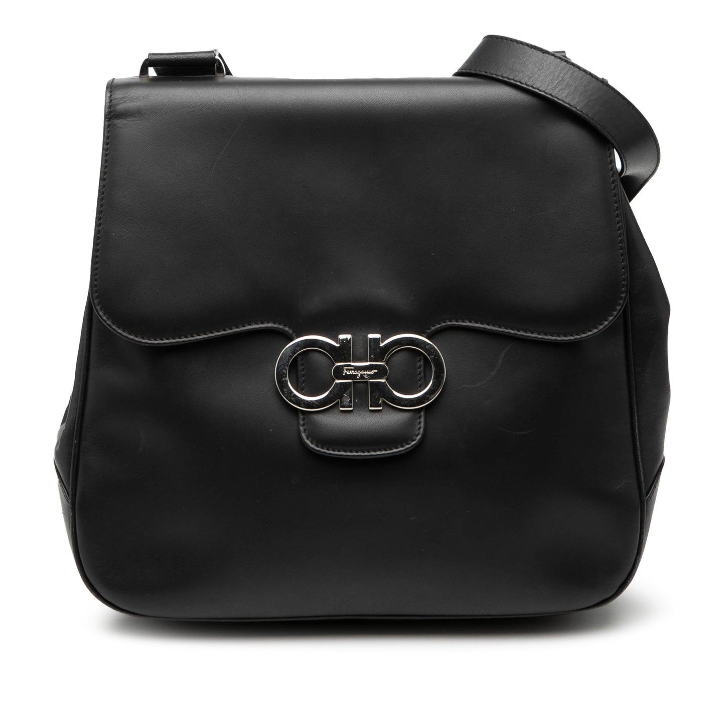 Ferragamo Leather Double Gancini Shoulder Bag