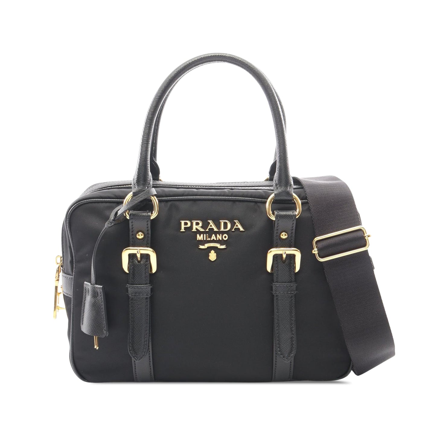 Prada Saffiano Trimmed Tessuto Satchel