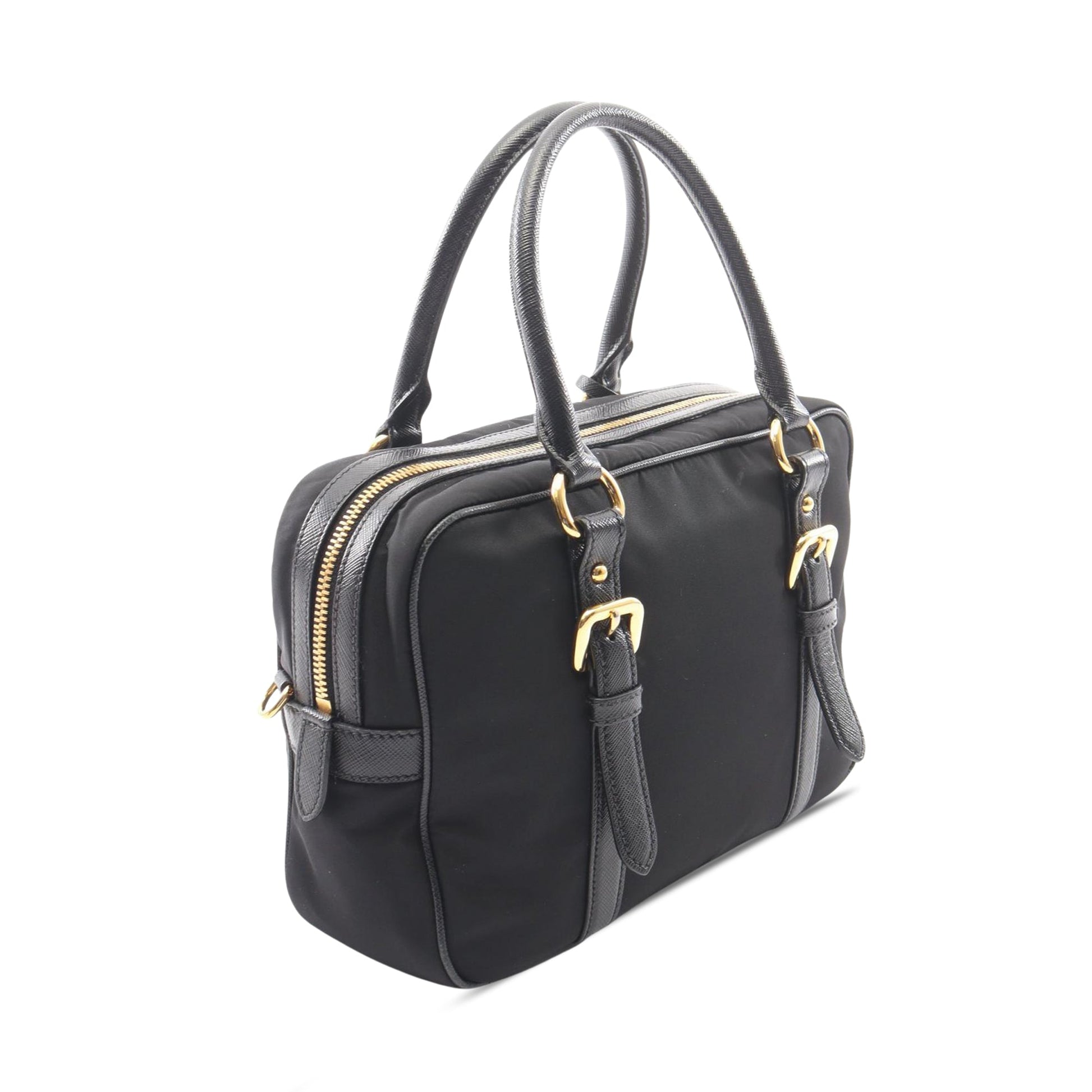 Prada Saffiano Trimmed Tessuto Satchel