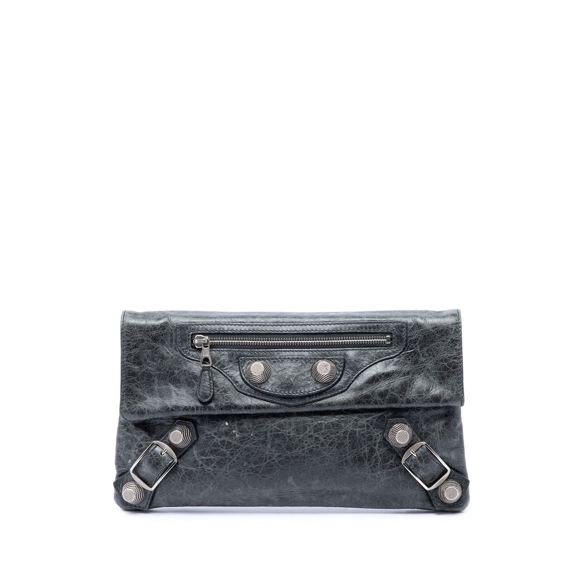 Balenciaga Lambskin Motocross Giant 21 Envelope Clutch — Gray