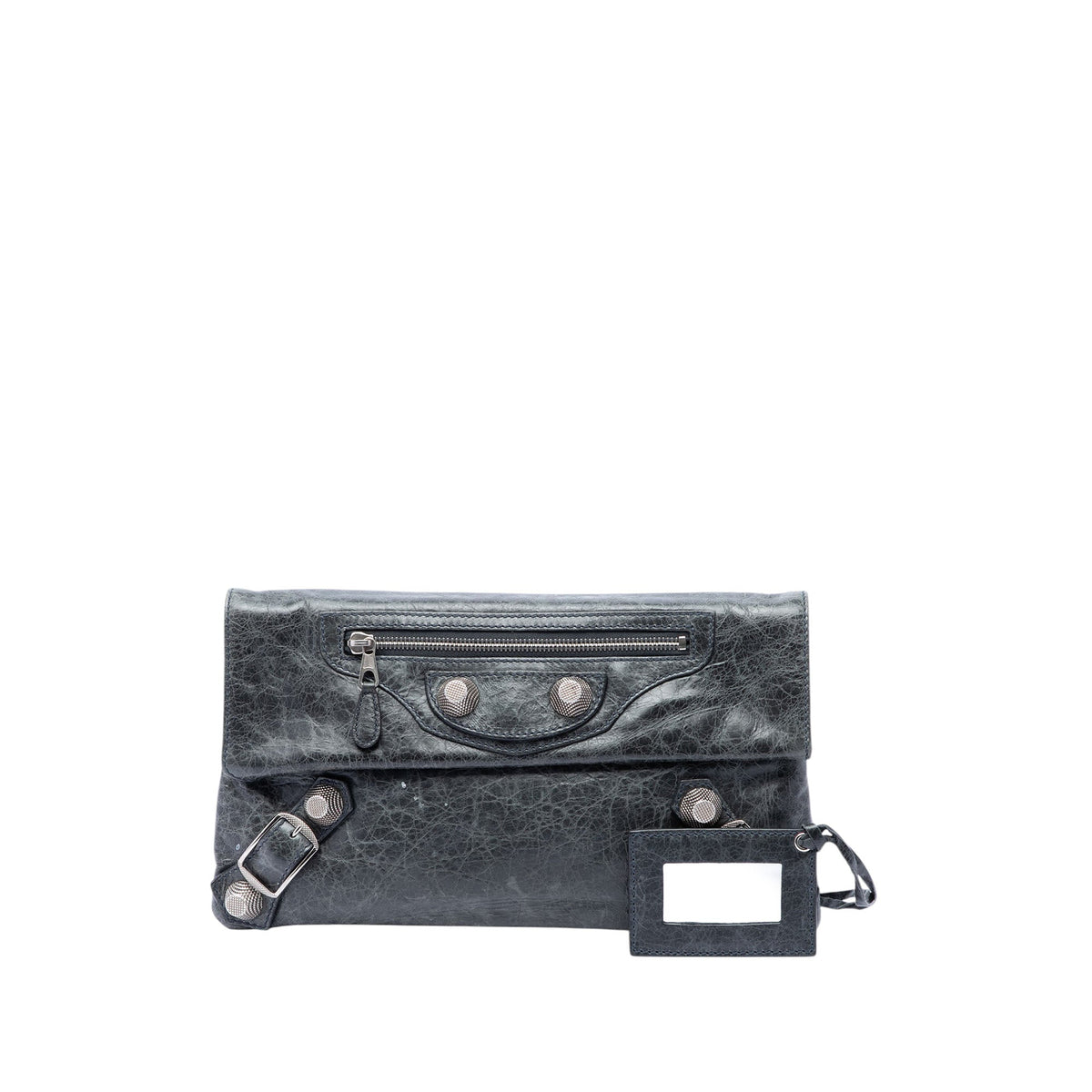 Balenciaga Lambskin Motocross Giant 21 Envelope Clutch — Gray