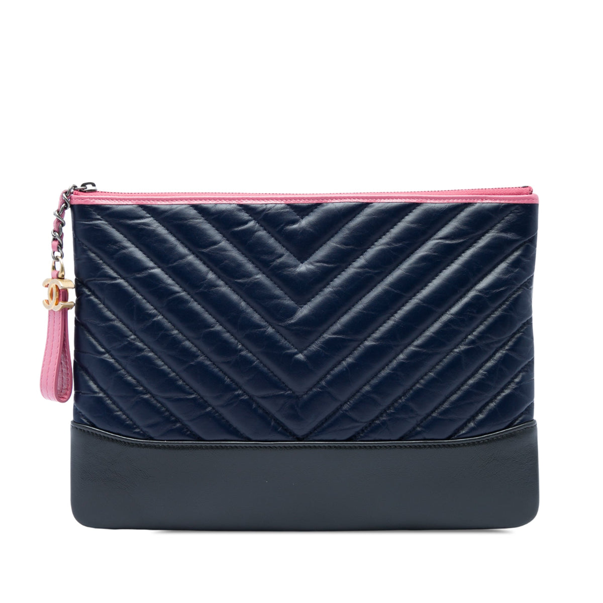 Chanel Medium Chevron Aged Calfskin Gabrielle Cosmetic Clutch
