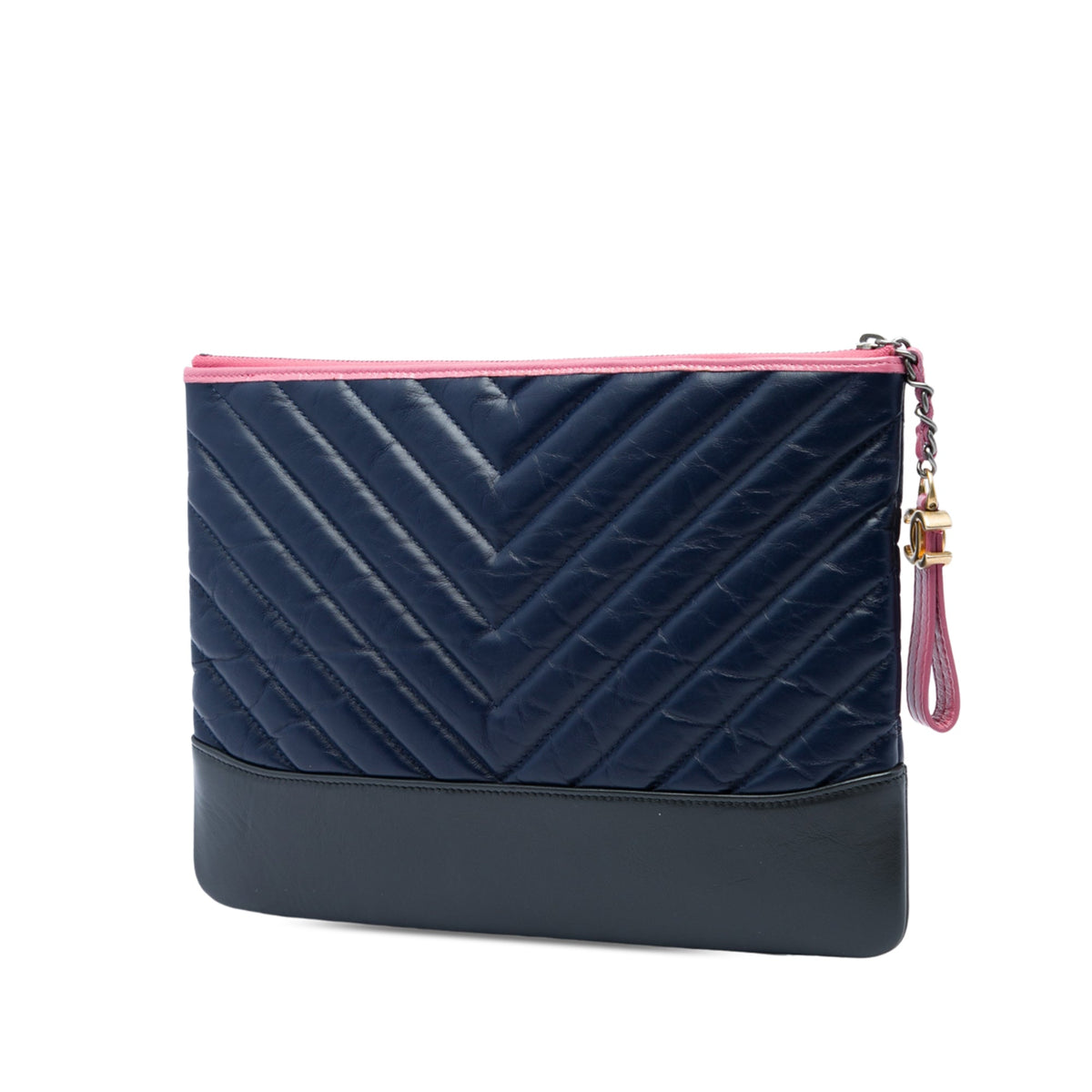 Chanel Medium Chevron Aged Calfskin Gabrielle Cosmetic Clutch