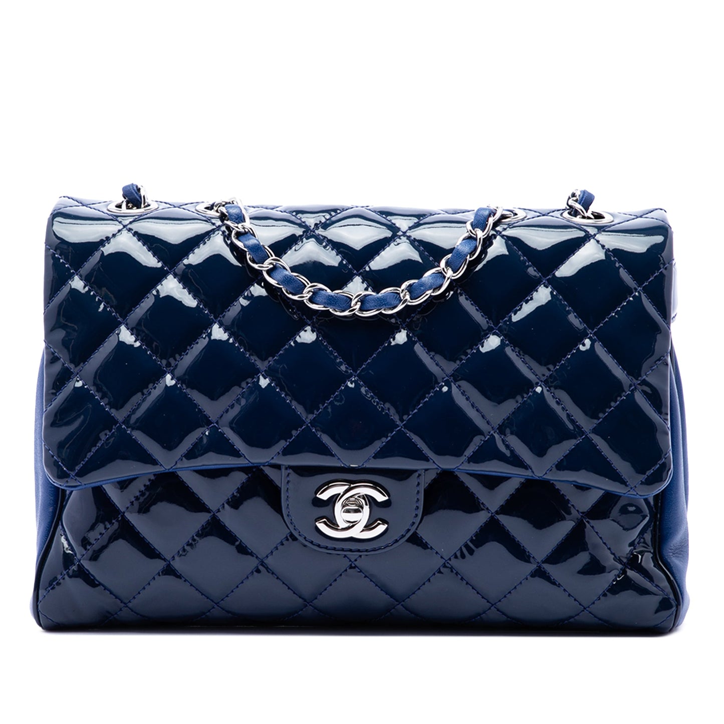 Chanel Large CC Quilted Patent Double Compartment Flap