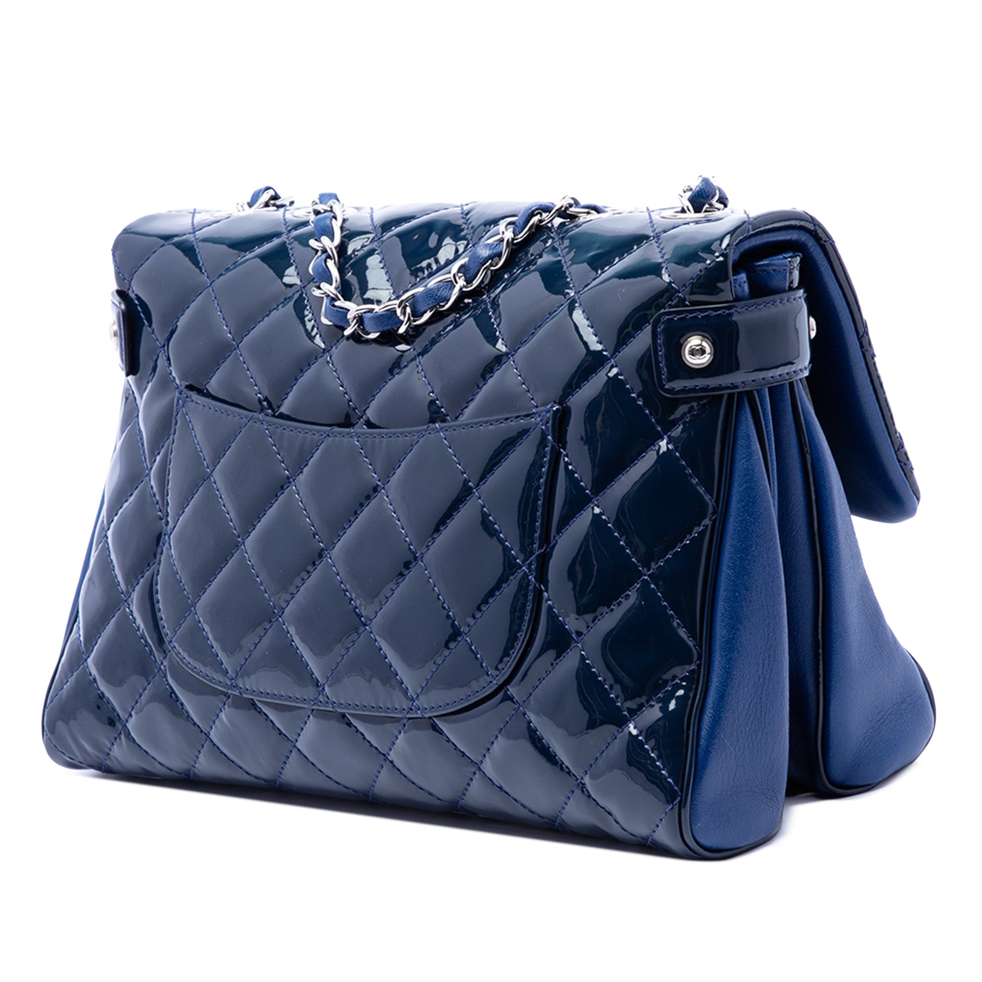 Chanel Large CC Quilted Patent Double Compartment Flap