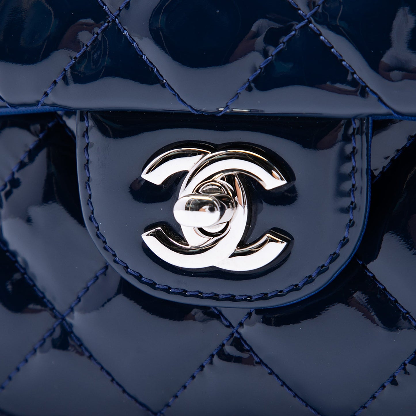 Chanel Large CC Quilted Patent Double Compartment Flap