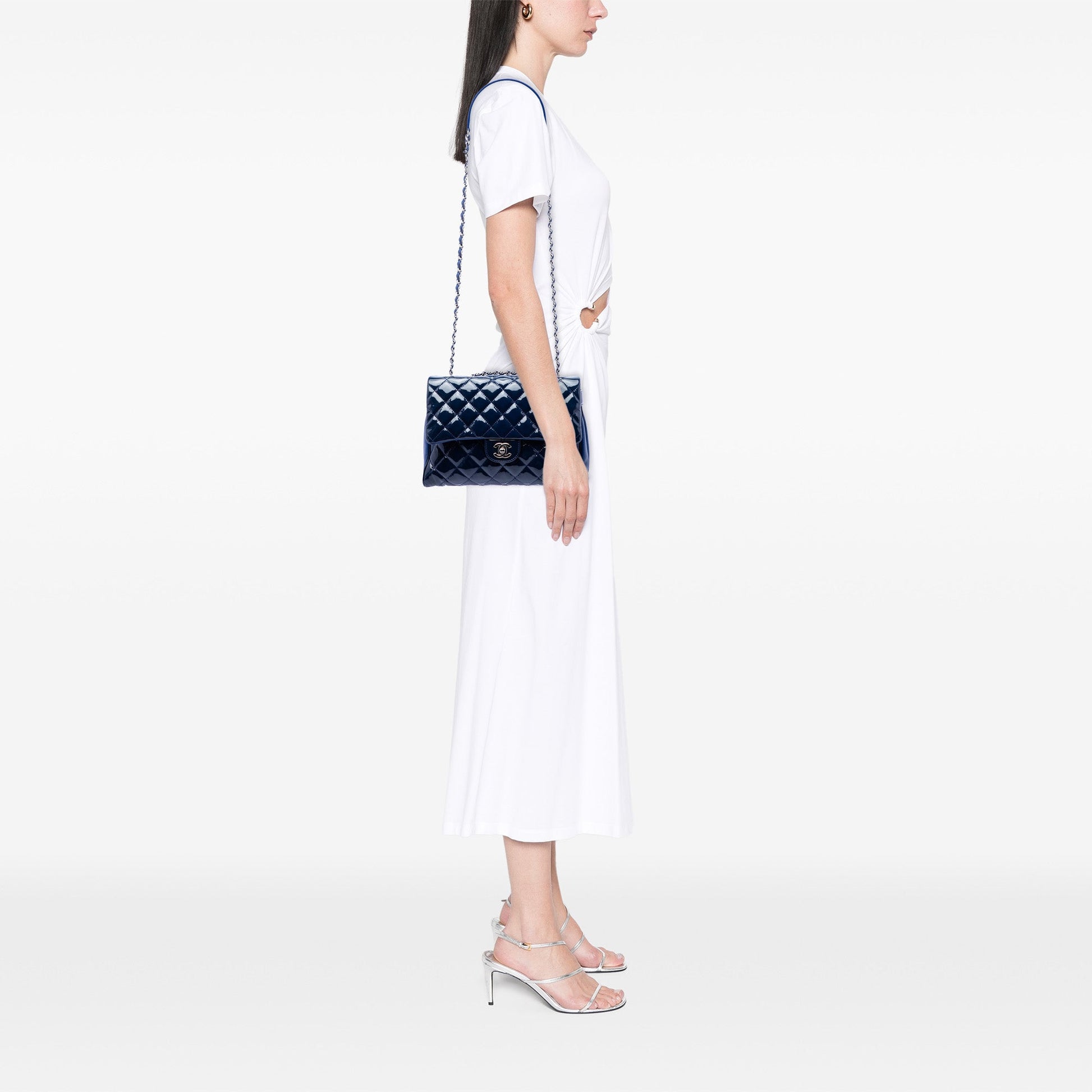 Chanel Large CC Quilted Patent Double Compartment Flap