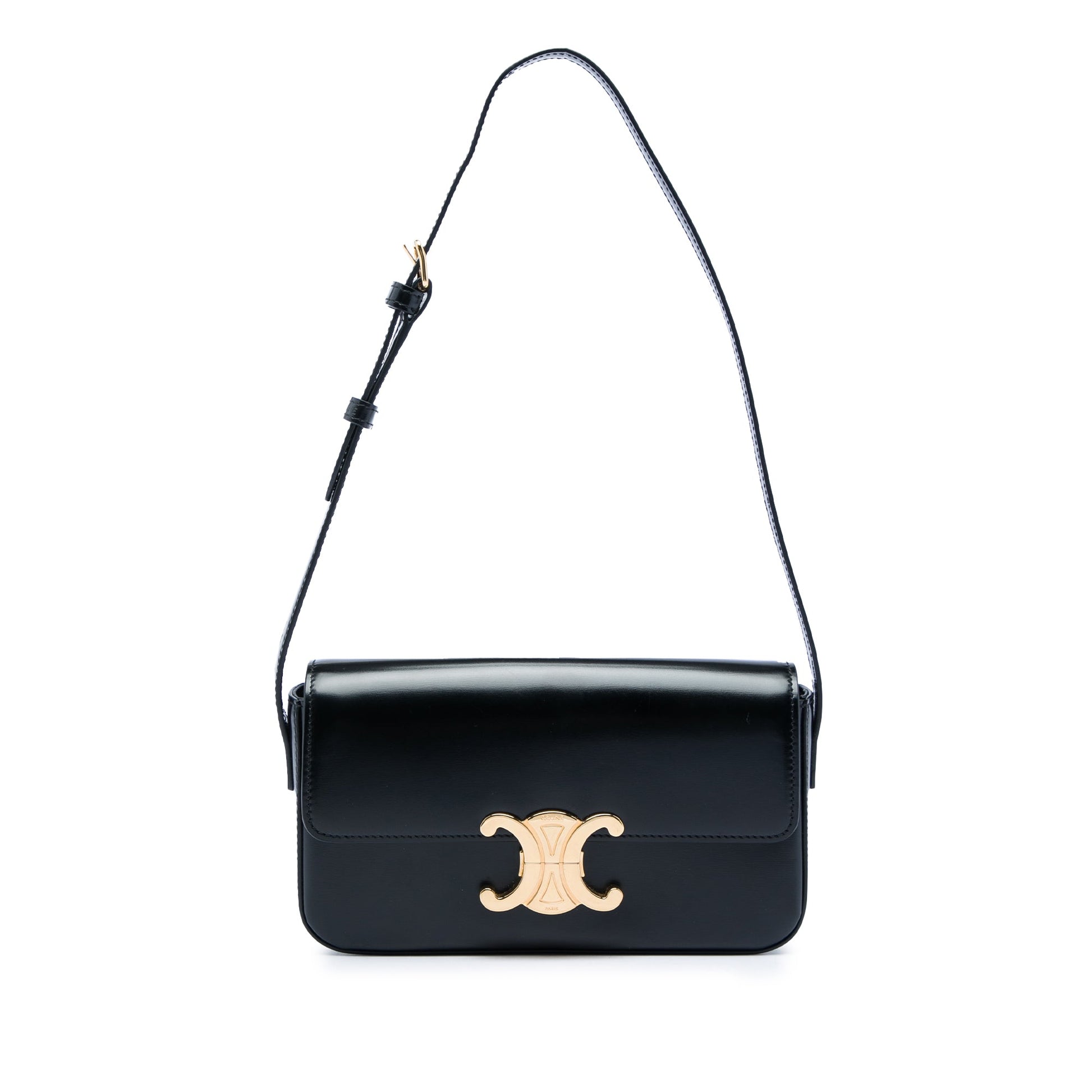 Celine Shiny Calfskin Triomphe Claude Shoulder Bag