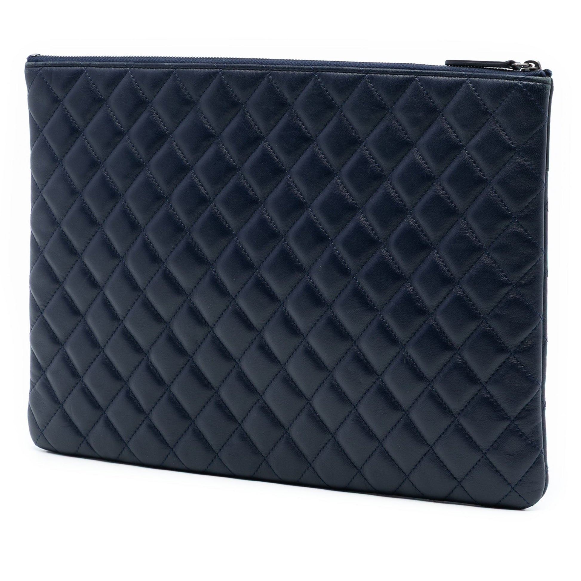 Chanel Large CC Bicolor Quilted Lambskin Clutch