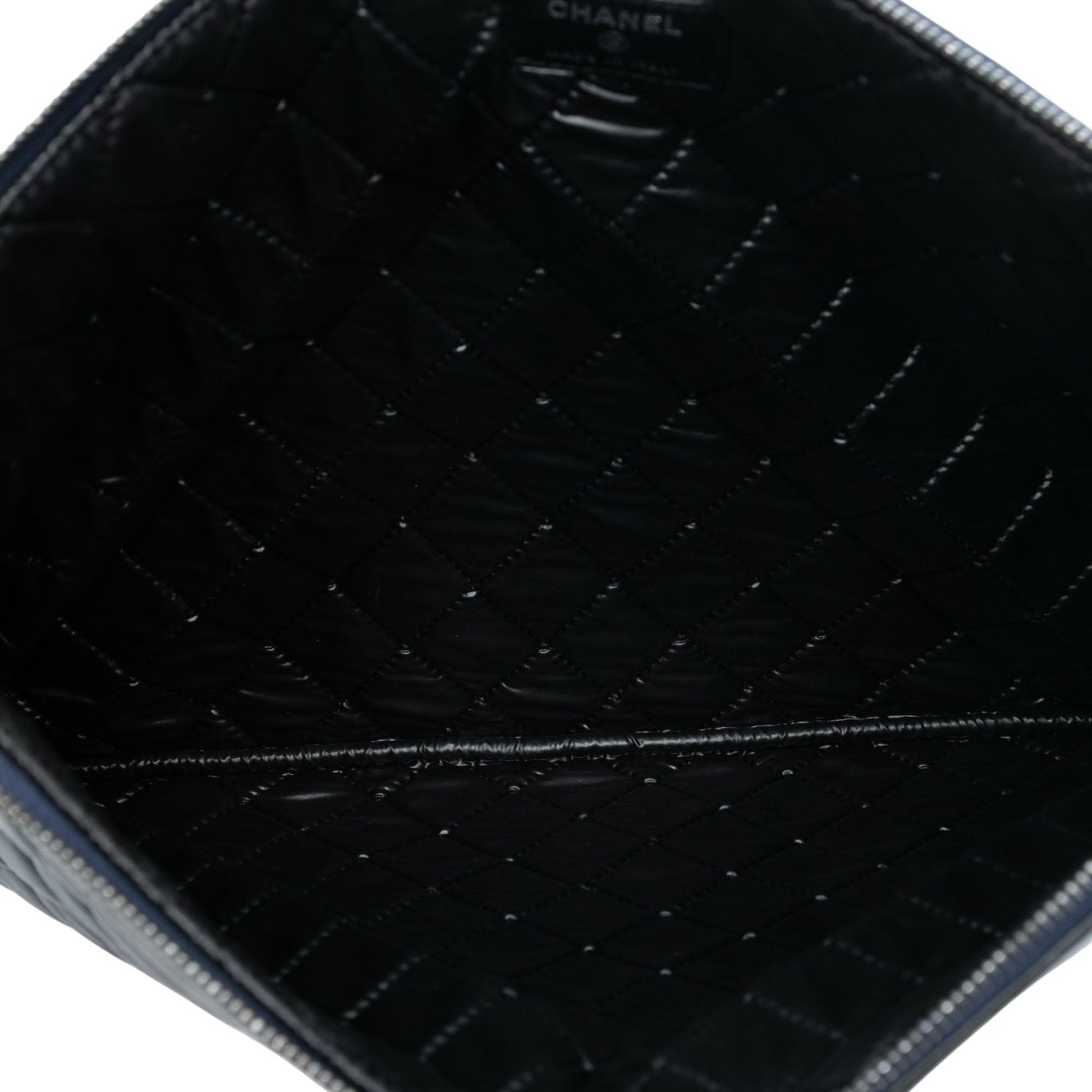 Chanel Large CC Bicolor Quilted Lambskin Clutch