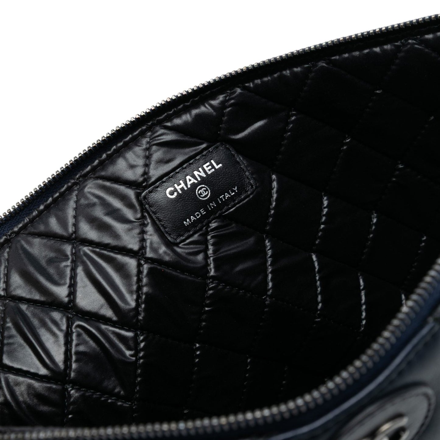 Chanel Large CC Bicolor Quilted Lambskin Clutch