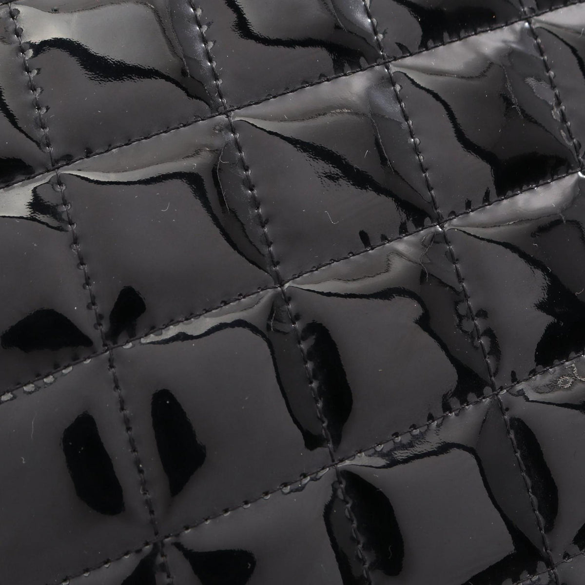 Chanel Large Quilted Patent Double Stitch O Case Clutch — Black