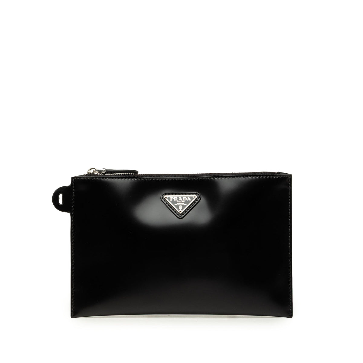 Prada Spazzolato Leather Clutch — Black